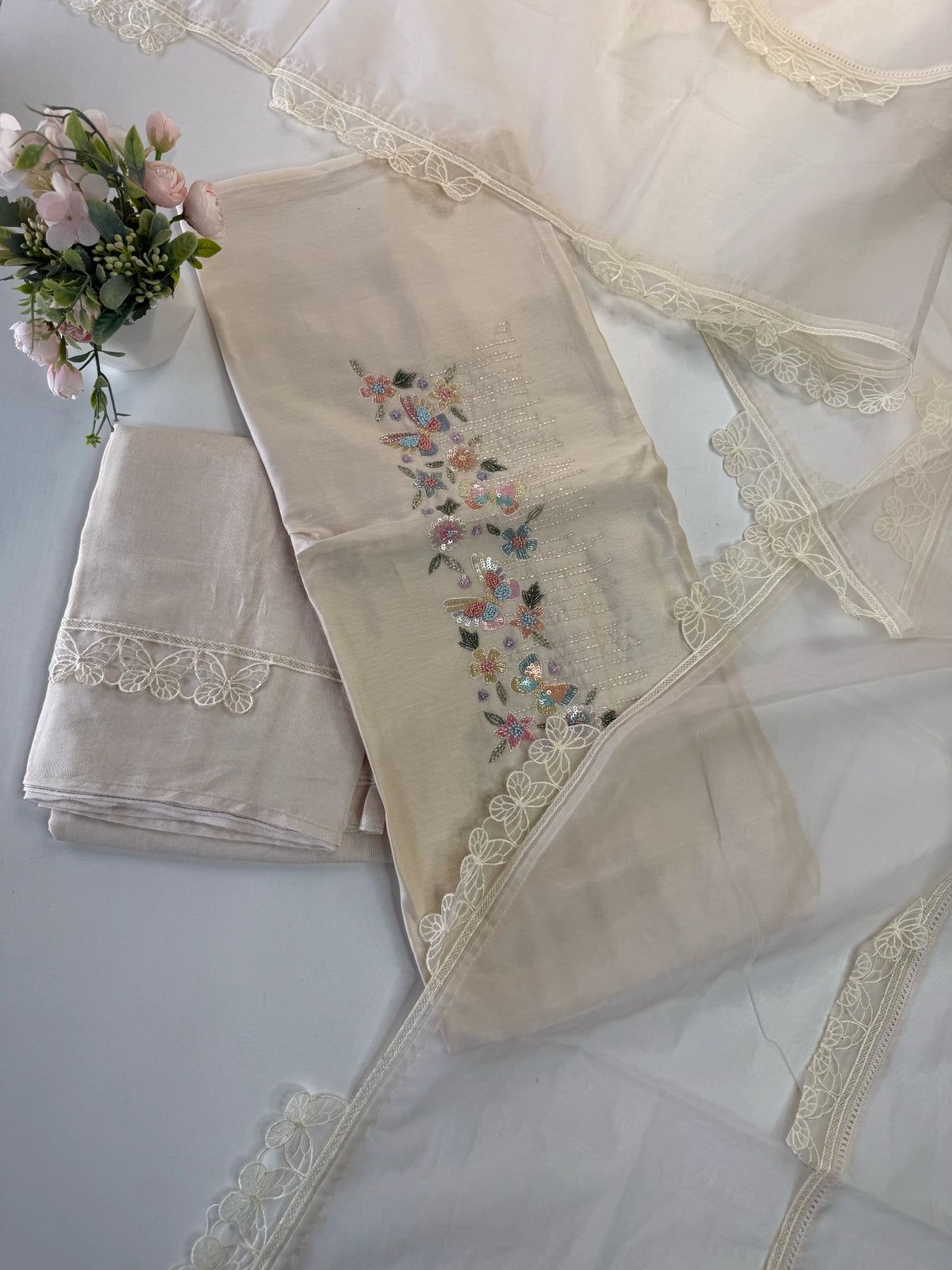 Pure Chanderi silk unstitched salwar set/ U5476