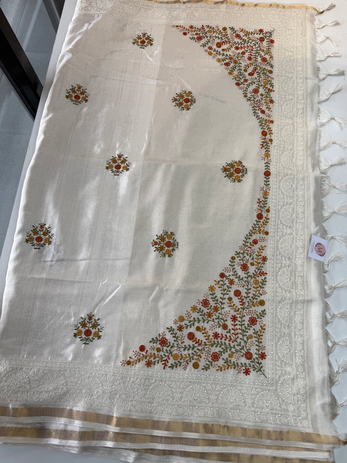 Tissue linen Saree/ 610A