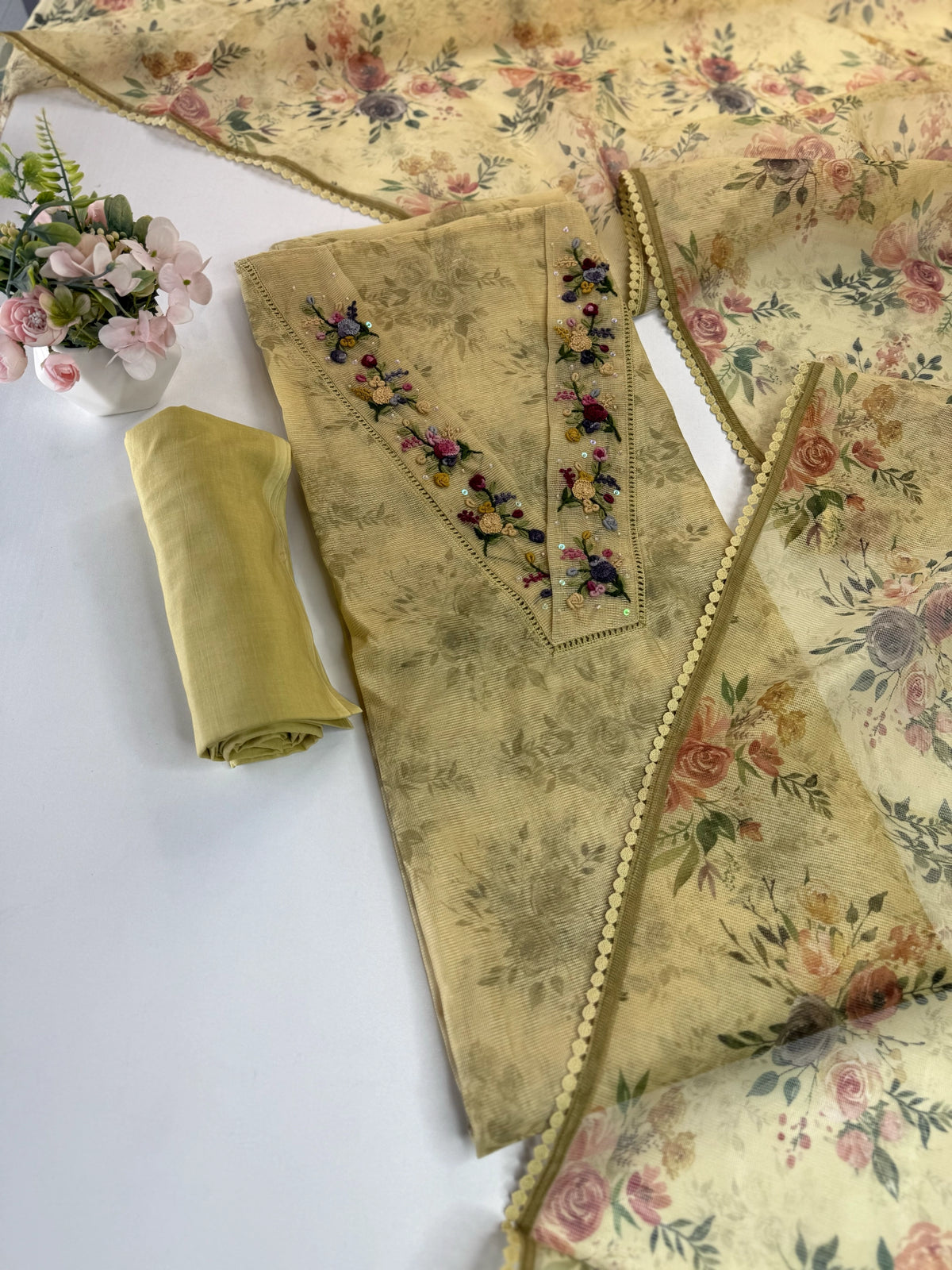 Silky kotta unstitched salwar set / U4360