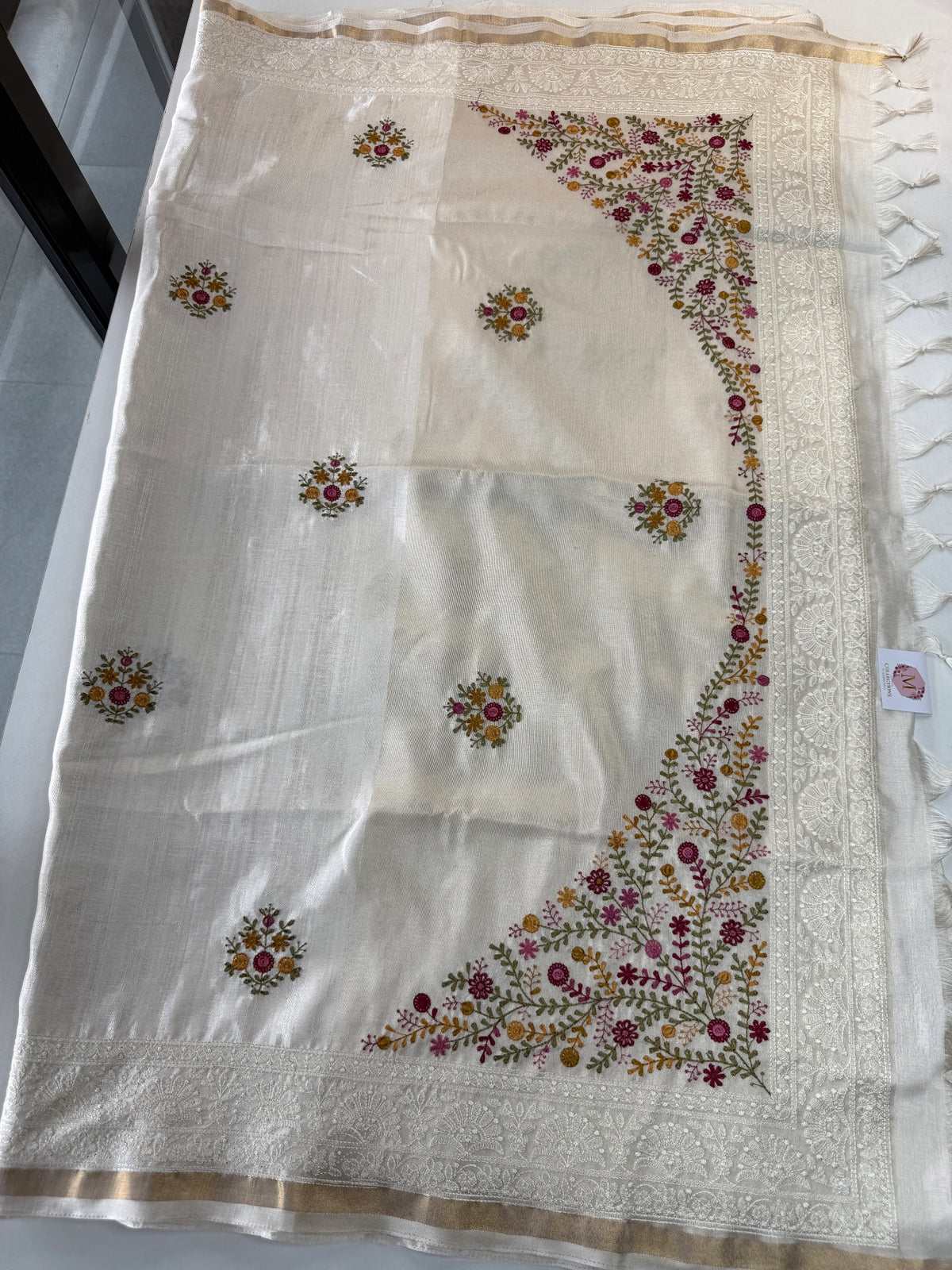 Tissue linen Saree/ 610A