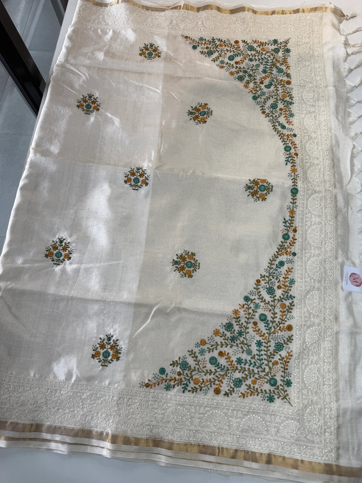 Tissue linen Saree/ 610A