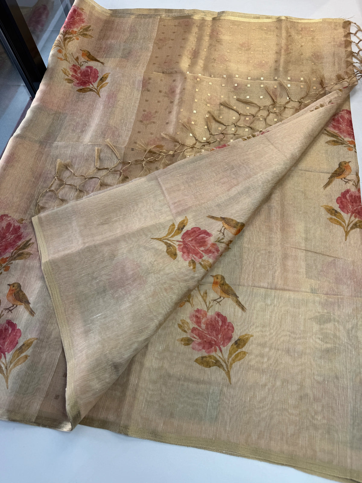 Tissue linen Blend Saree/ GDF11