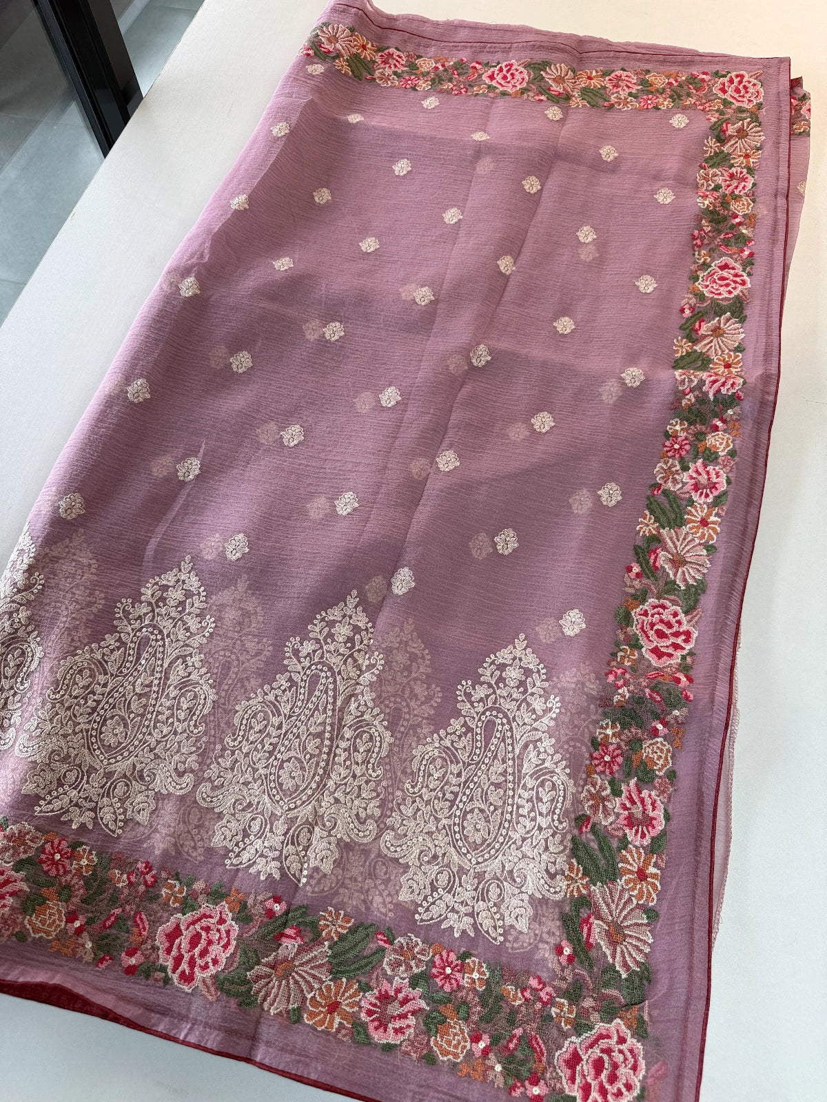 Crushed Premium crape saree/ SC222