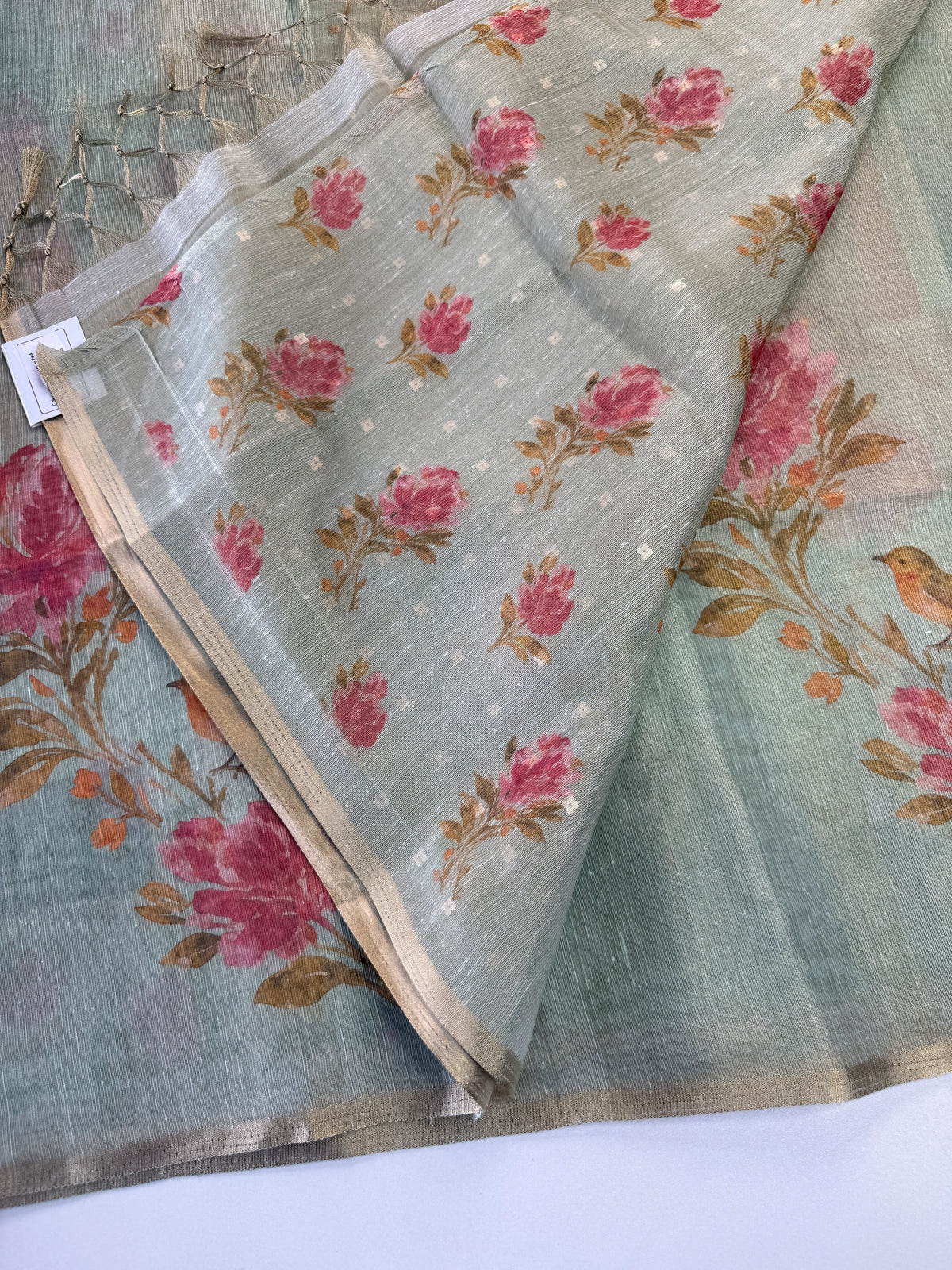 Tissue linen Blend Saree/ GDF11