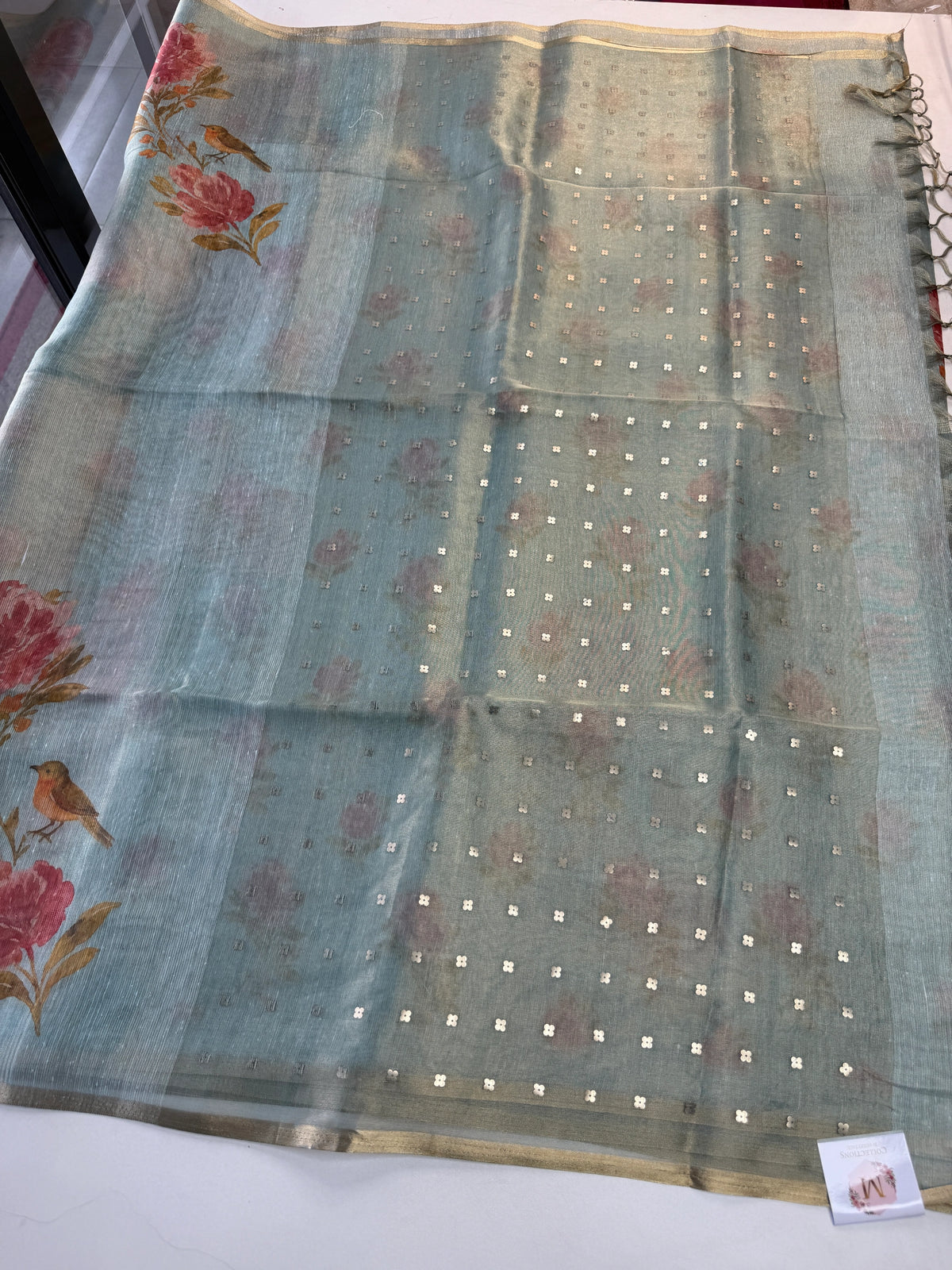 Tissue linen Blend Saree/ GDF11
