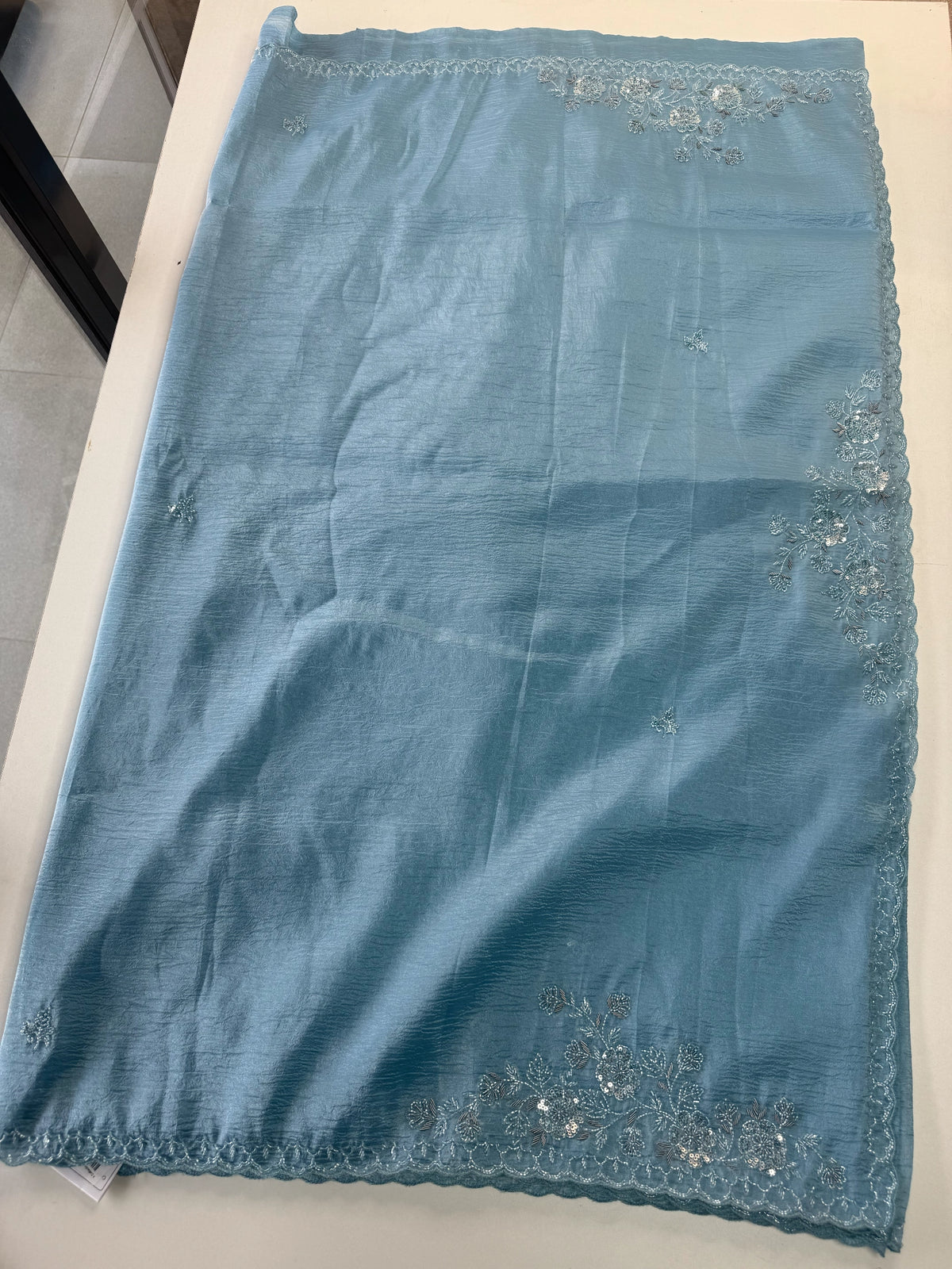 Crushed crape saree/ HW317