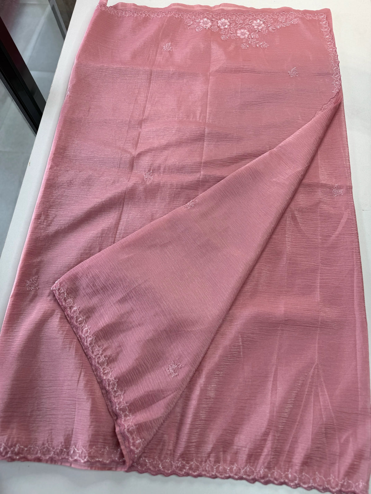 Crushed crape saree/ HW317