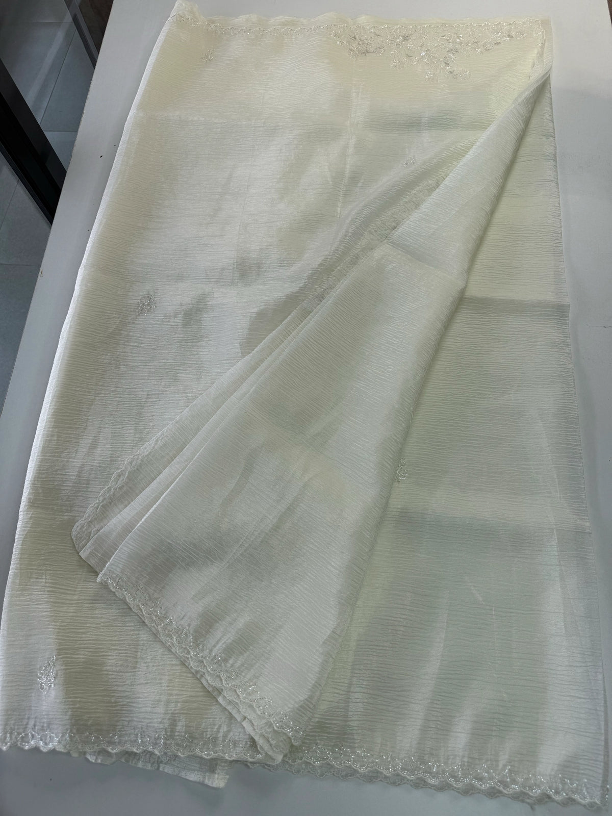 Crushed crape saree/ HW317