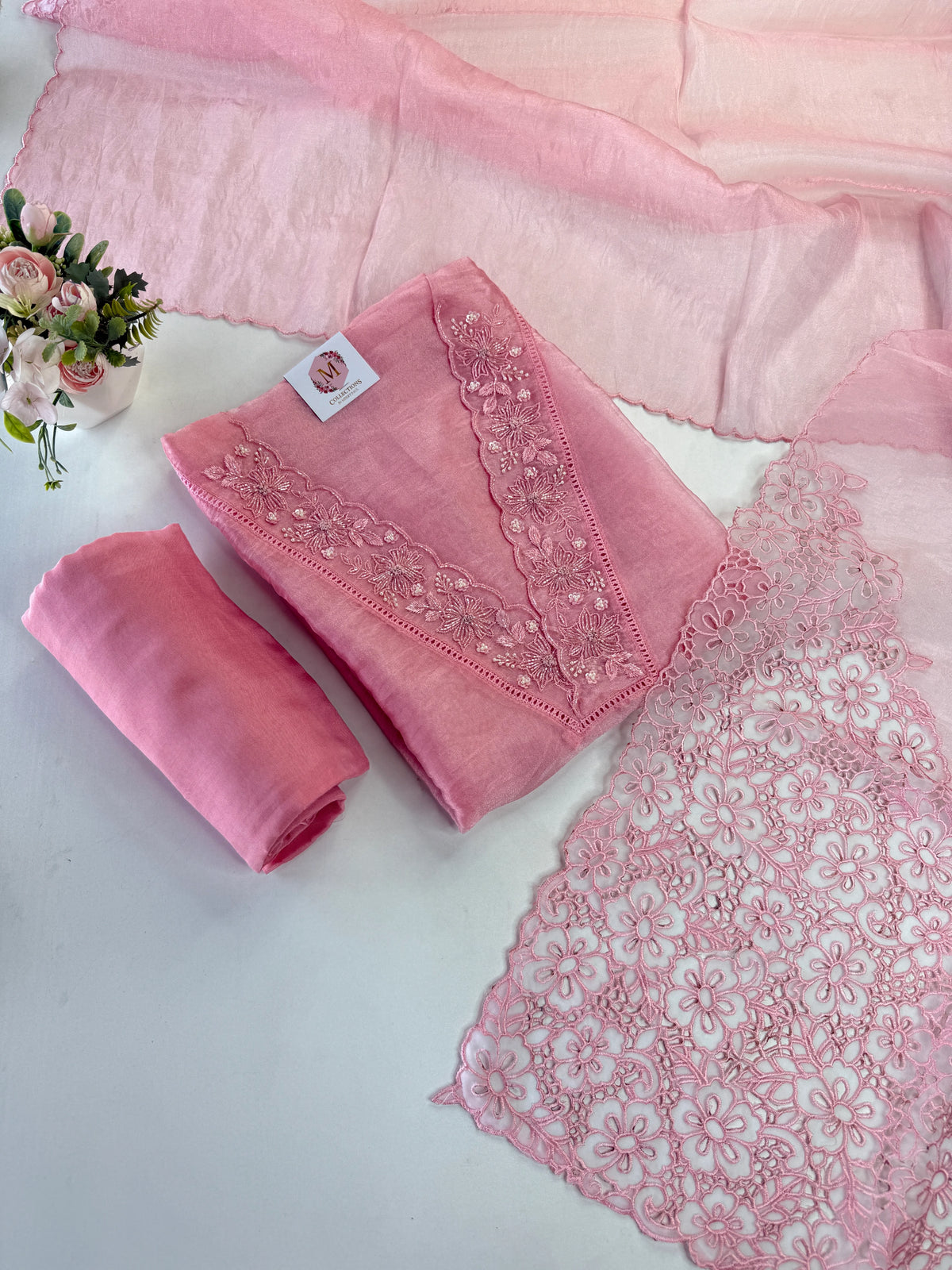 Organza unstitched salwar set / NC160