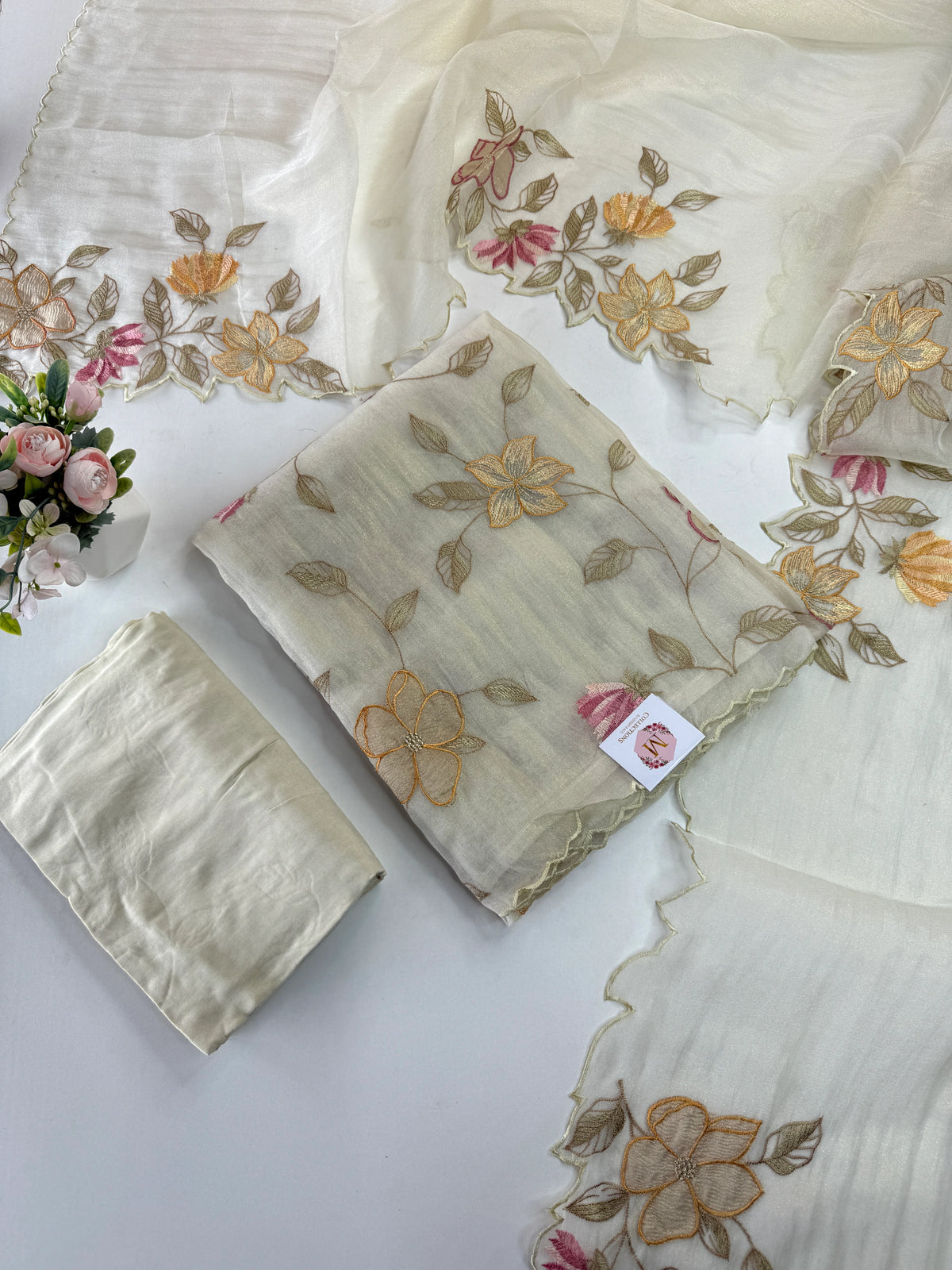 Premium organza unstitched salwar set /U5511