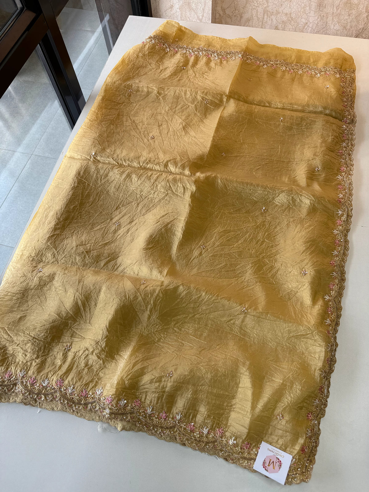 Crushed Oragnza Saree/5991