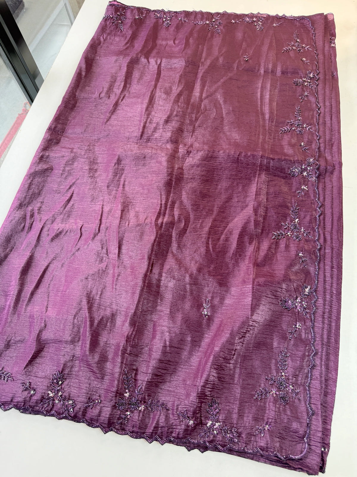 Crushed crape saree/HW324