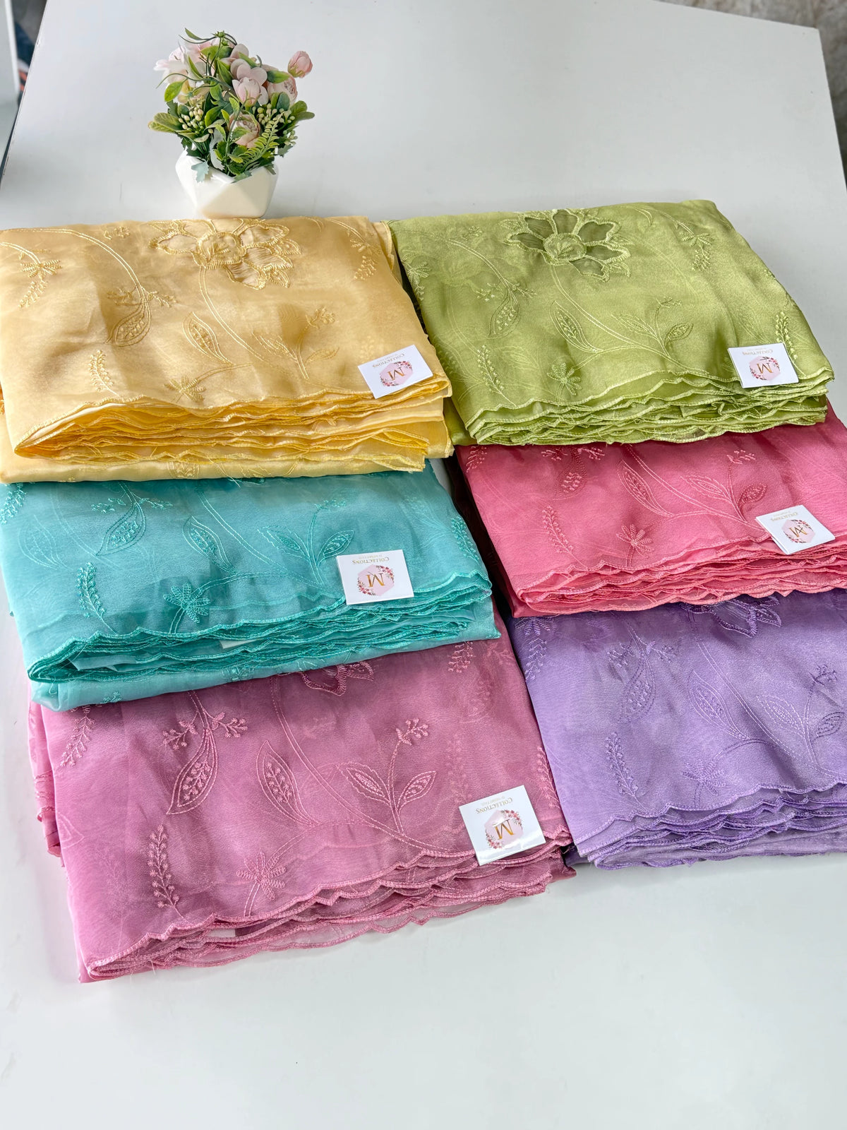 Glass Organza Appliqué work saree /MA278