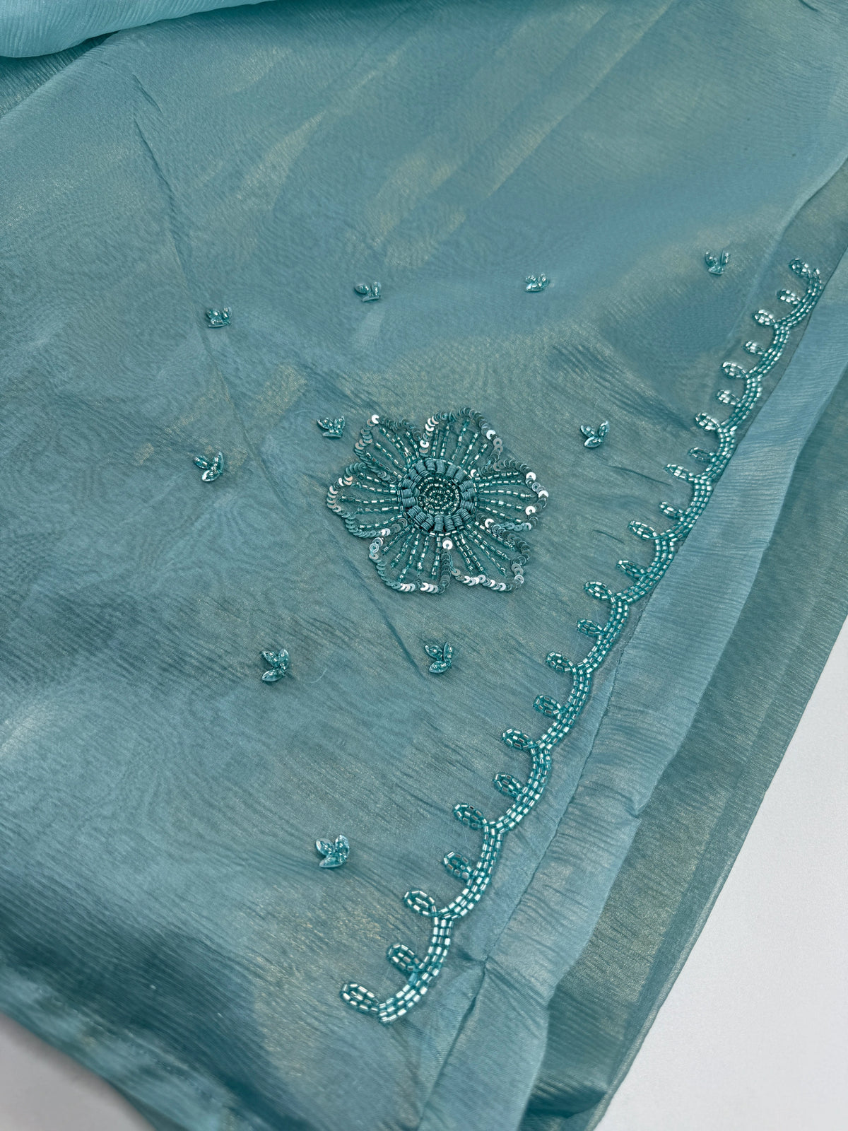 Fancy crushed Organza Saree/ HW490