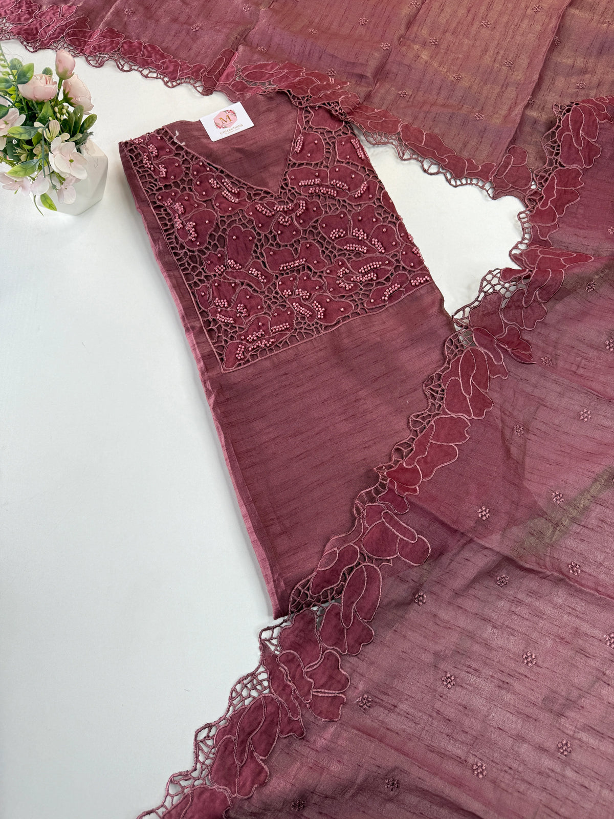 Slub silk unstitched salwar set /Nc115