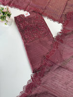 Slub silk unstitched salwar set /Nc115