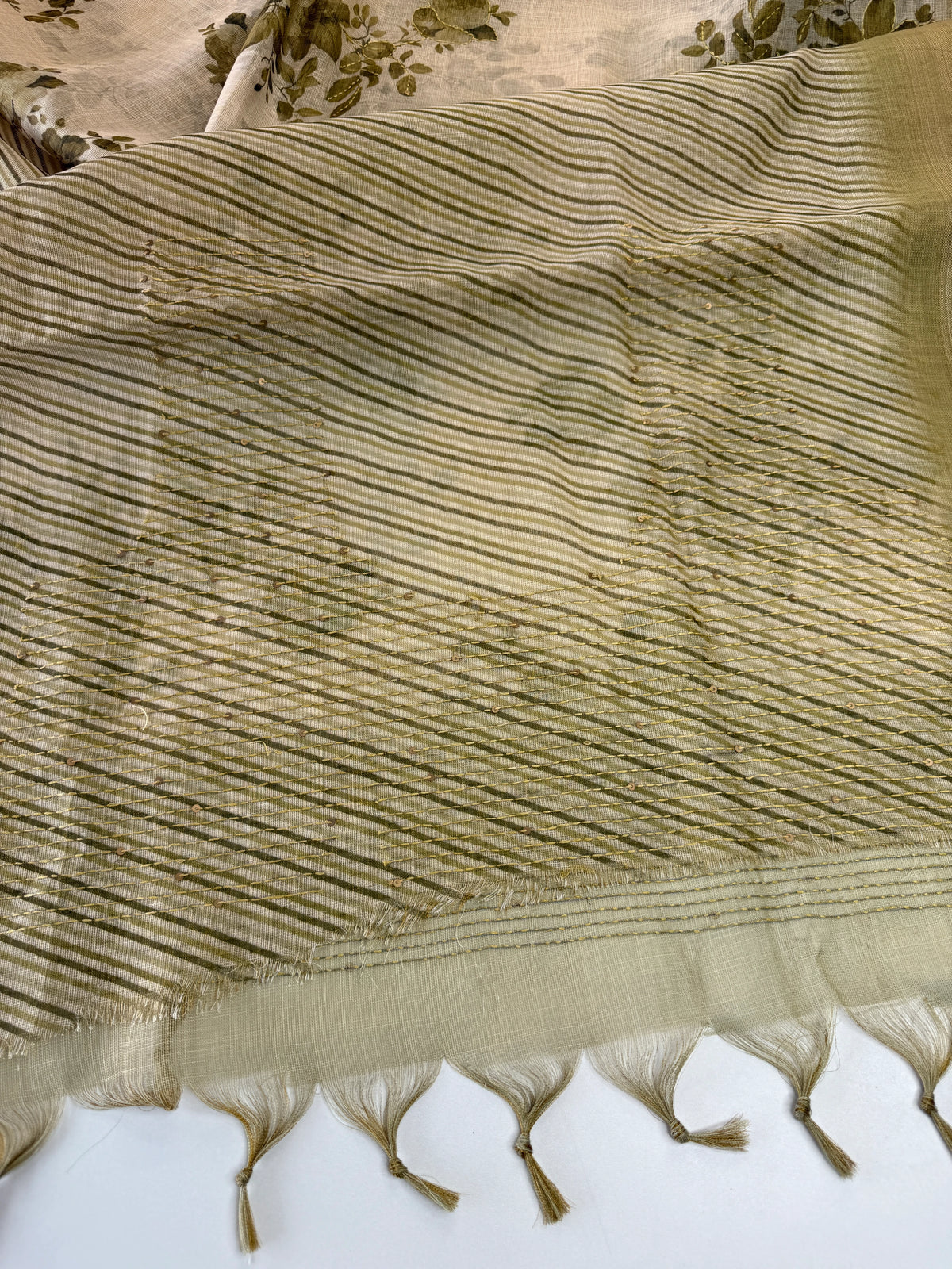 Tissue linen Saree/ 1567