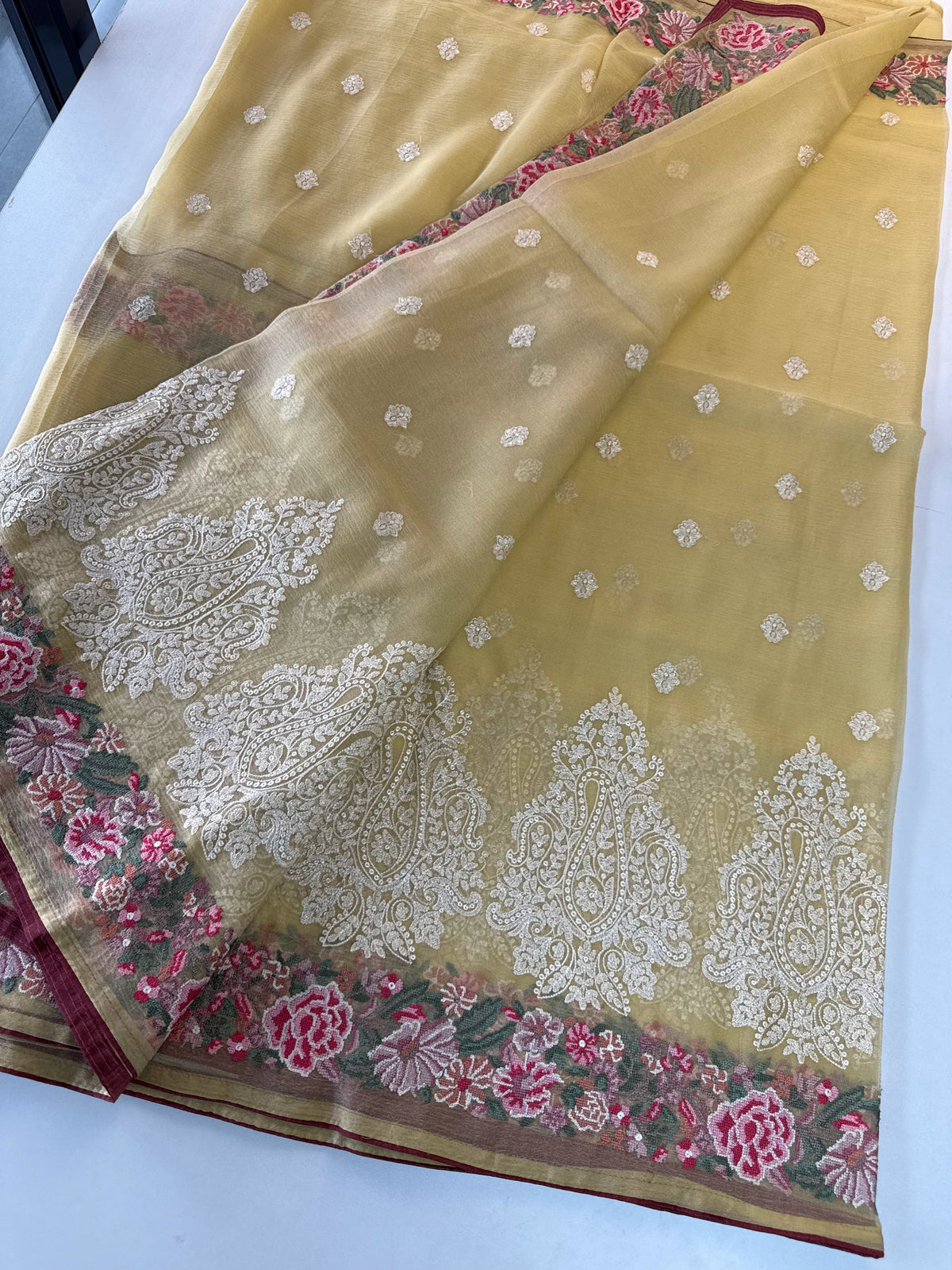 Crushed crape saree /SC222