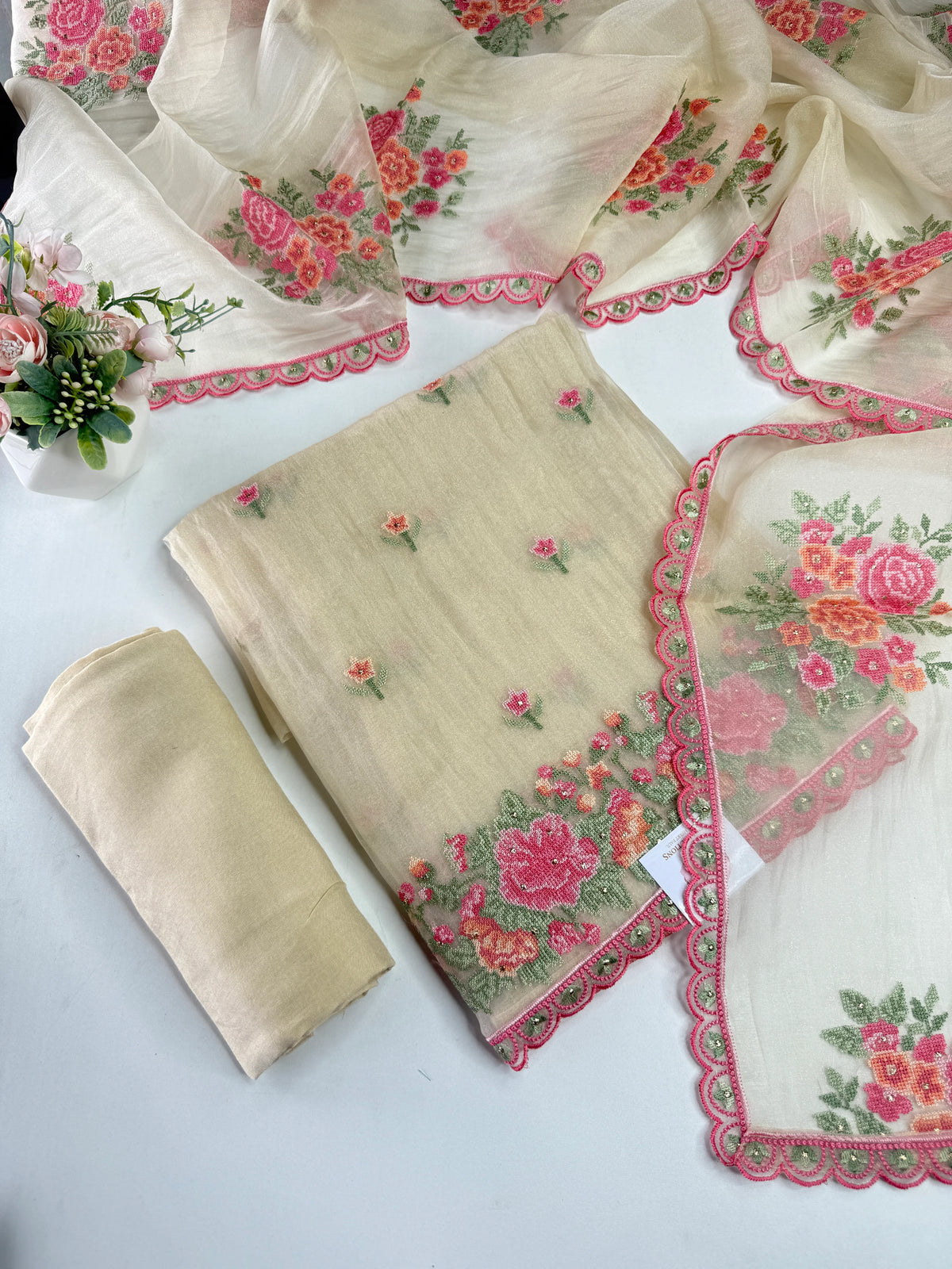 Premium organza unstitched salwar set / U5253