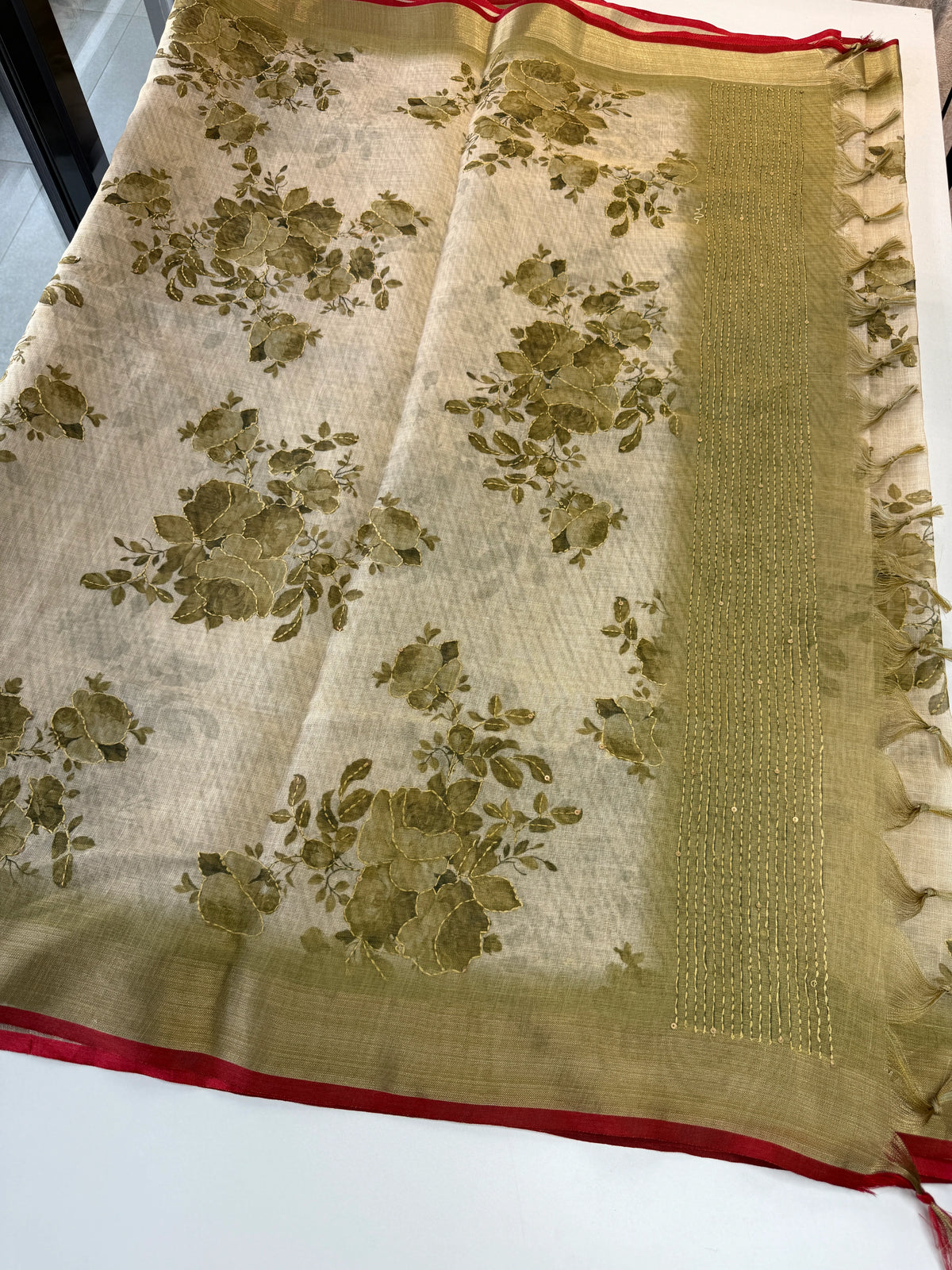 Tissue linen Saree/ 1567