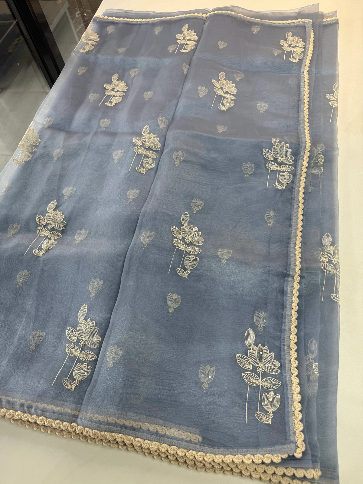Glass Organza Saree/ CW666