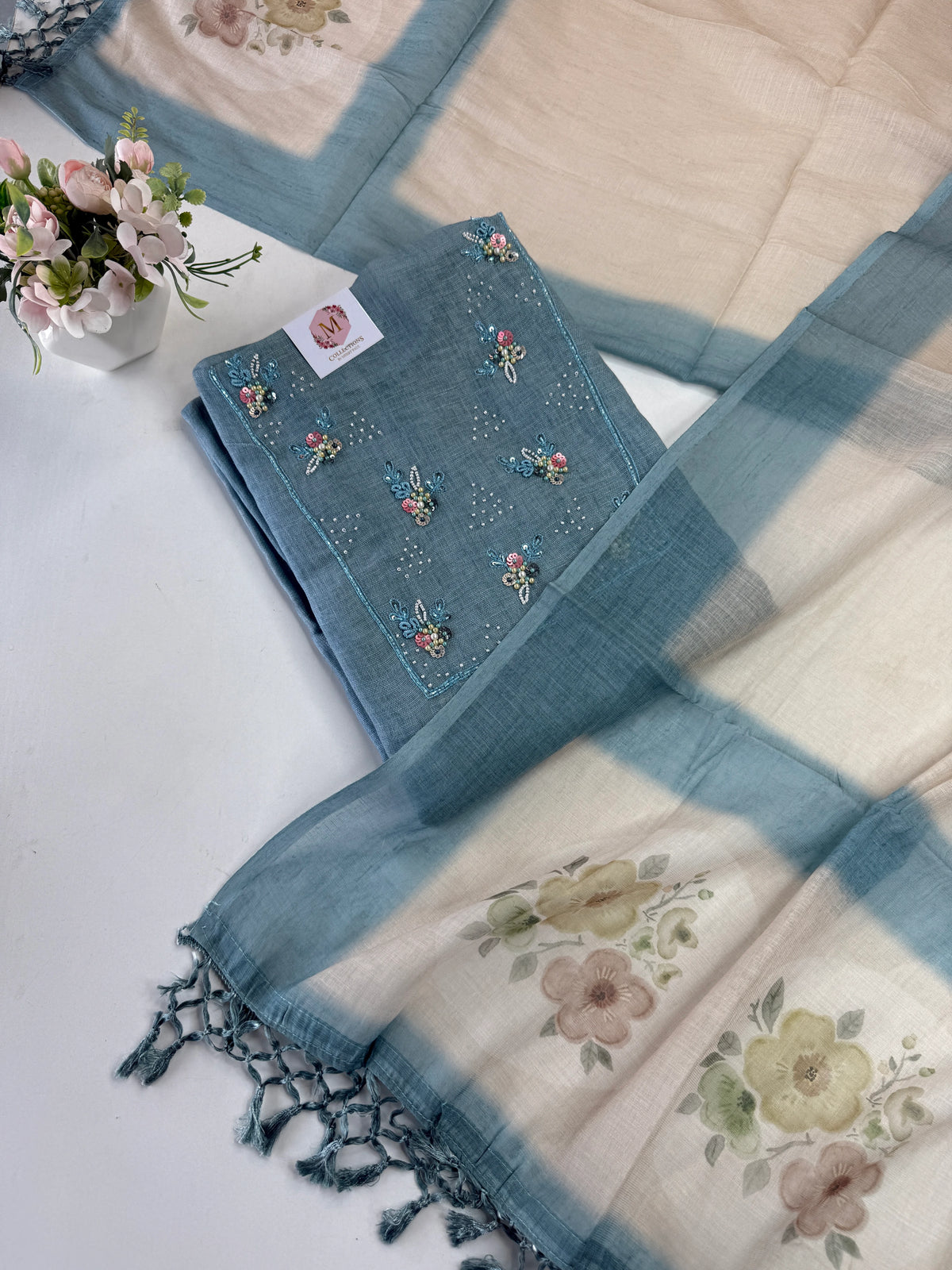Linen unstitched salwar set /NC170