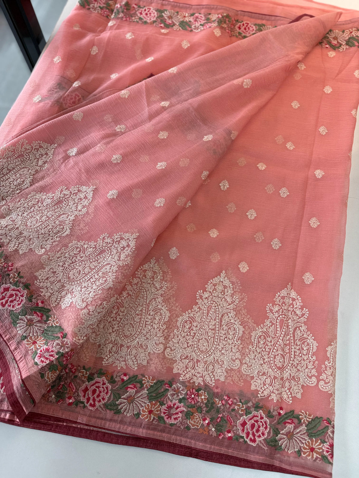 Crushed crape saree /SC222