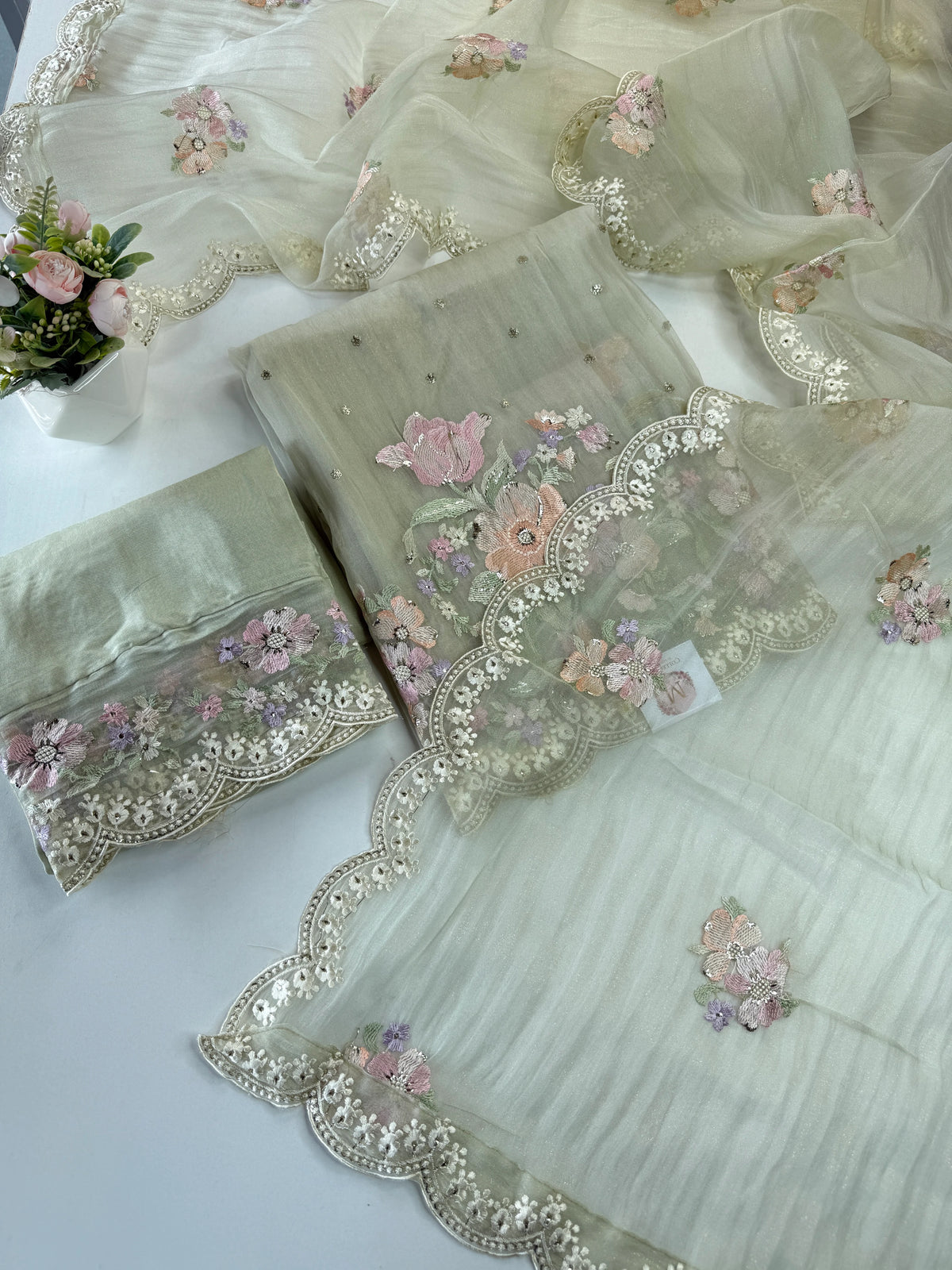 Premium Organza unstitched salwar set /U5509
