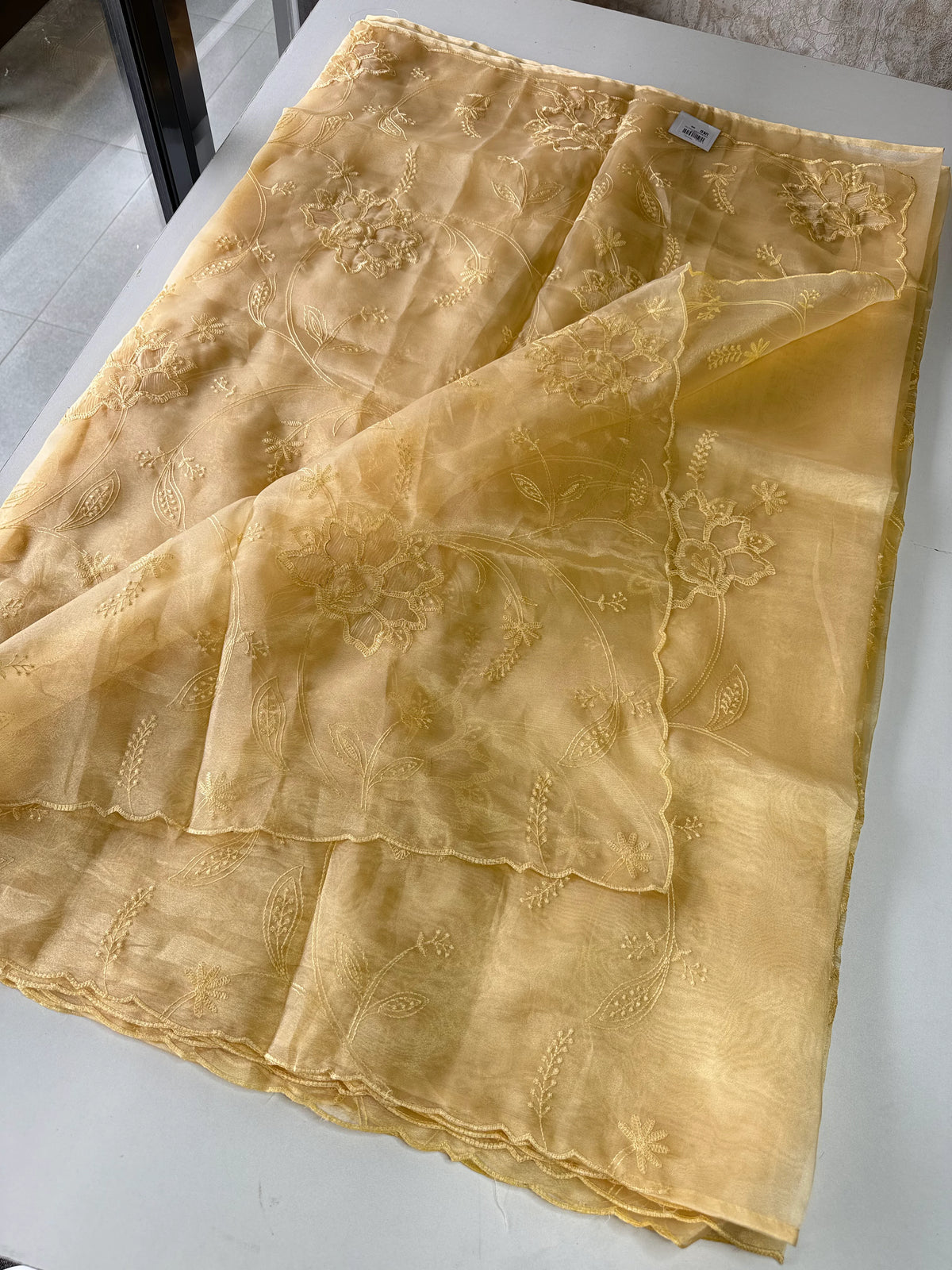 Glass Organza Appliqué work saree /MA278