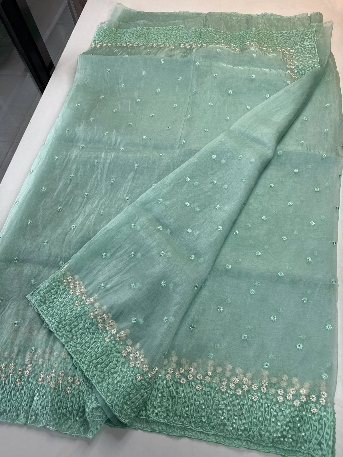 Korean organza saree/ Hw557