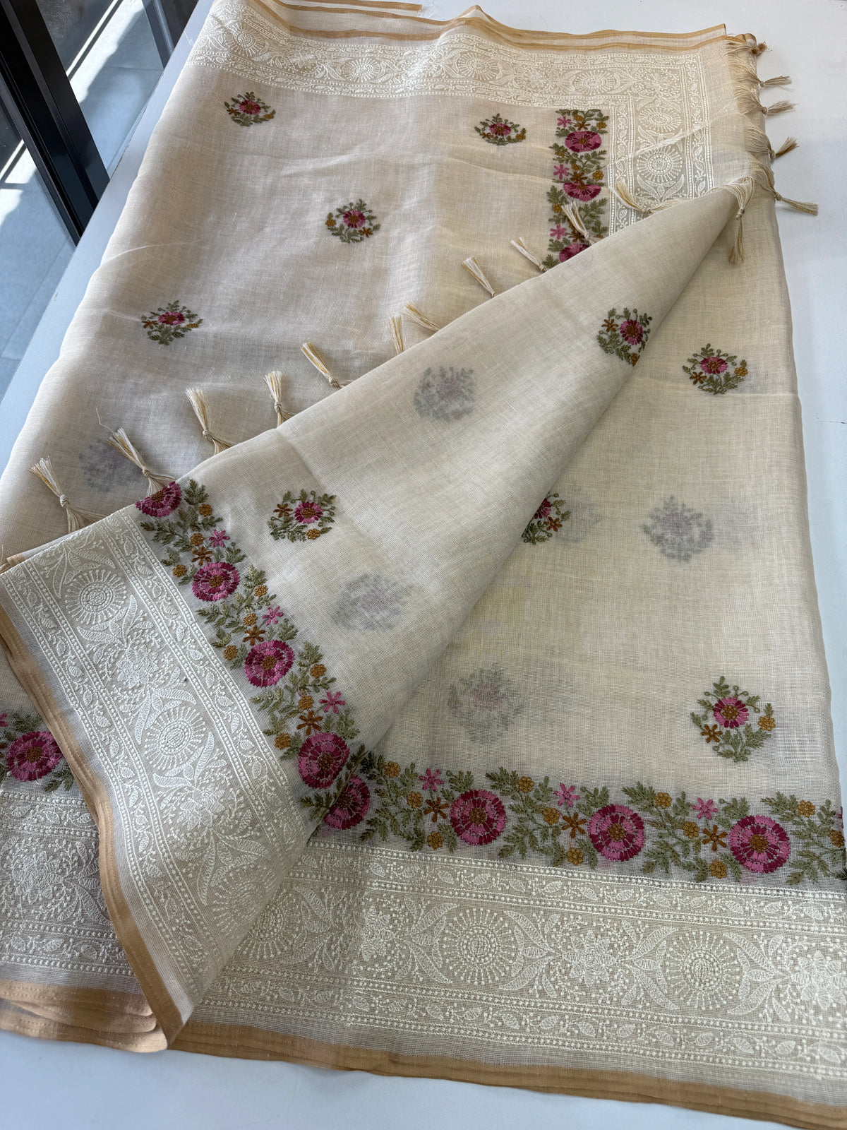 Tissue linen blended Saree/564B