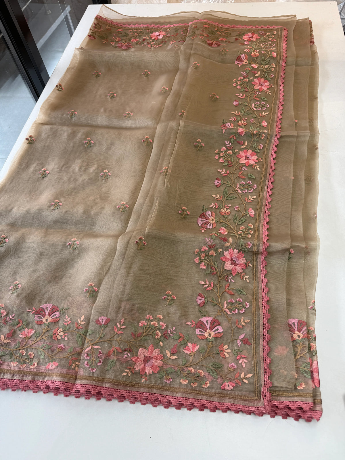 Glass Organza Saree/ 373A