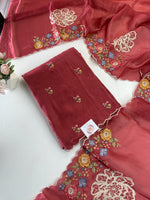 Semi uppada silk unstitched salwar set /NC137