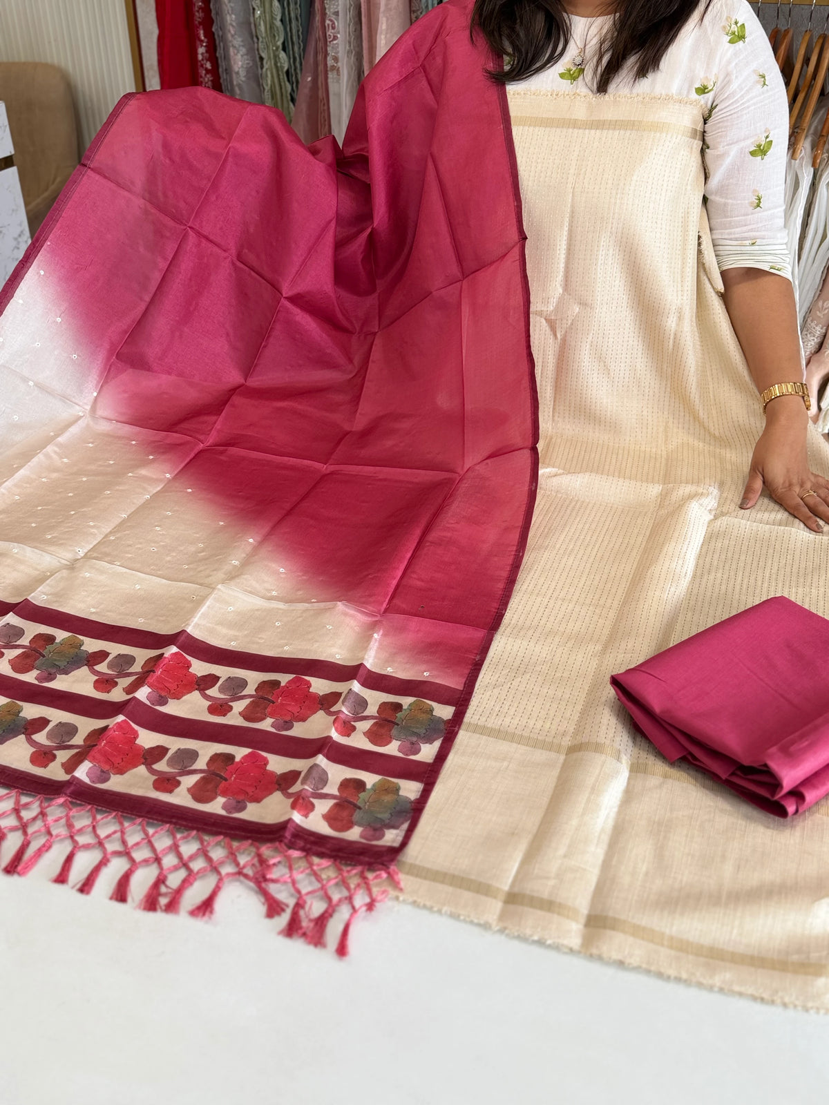 Semi Tussar unstitched salwar set / NC269