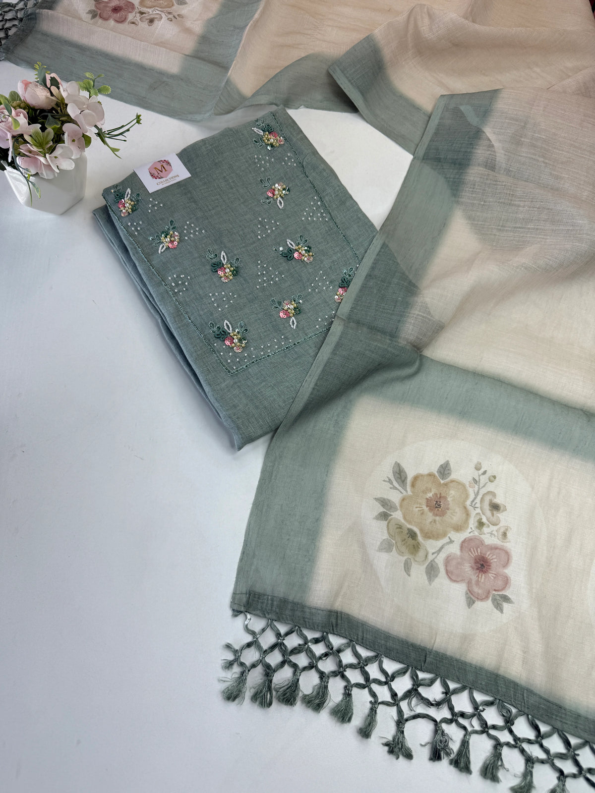 Linen unstitched salwar set /NC170