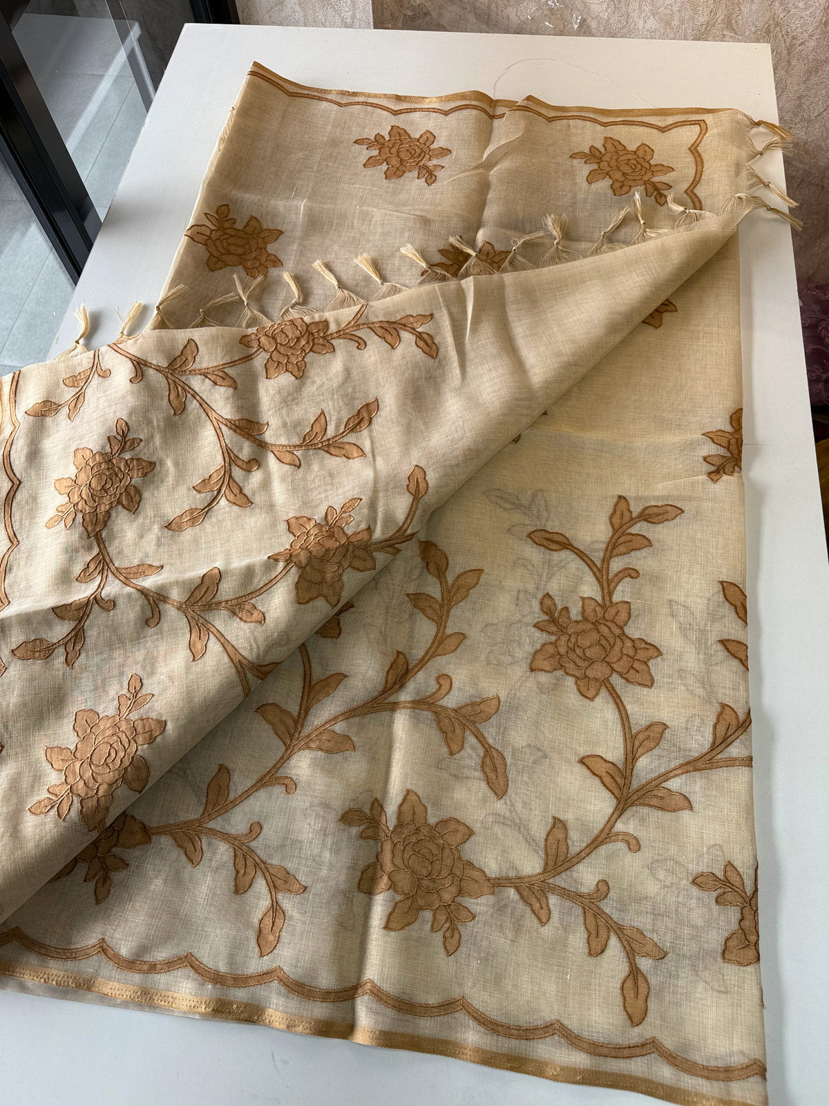 Tissue linen blend saree /SR580