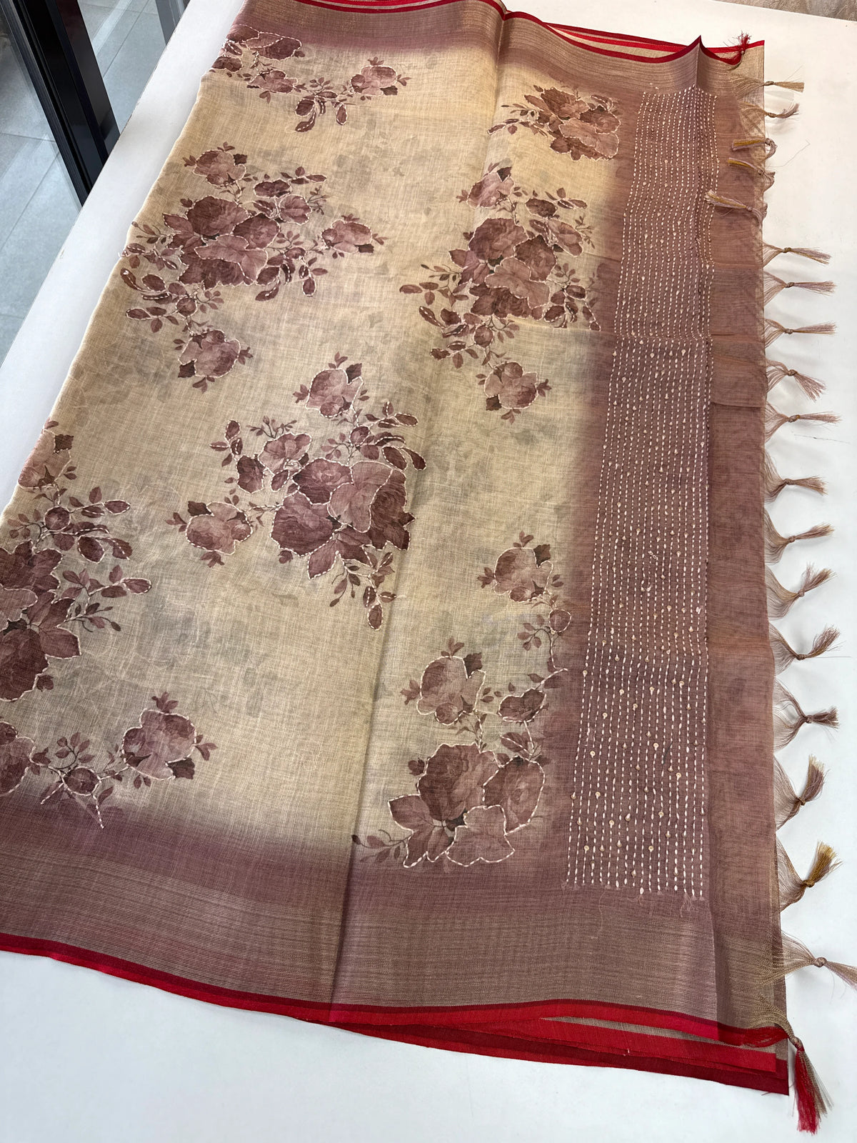 Tissue linen Saree/ 1567