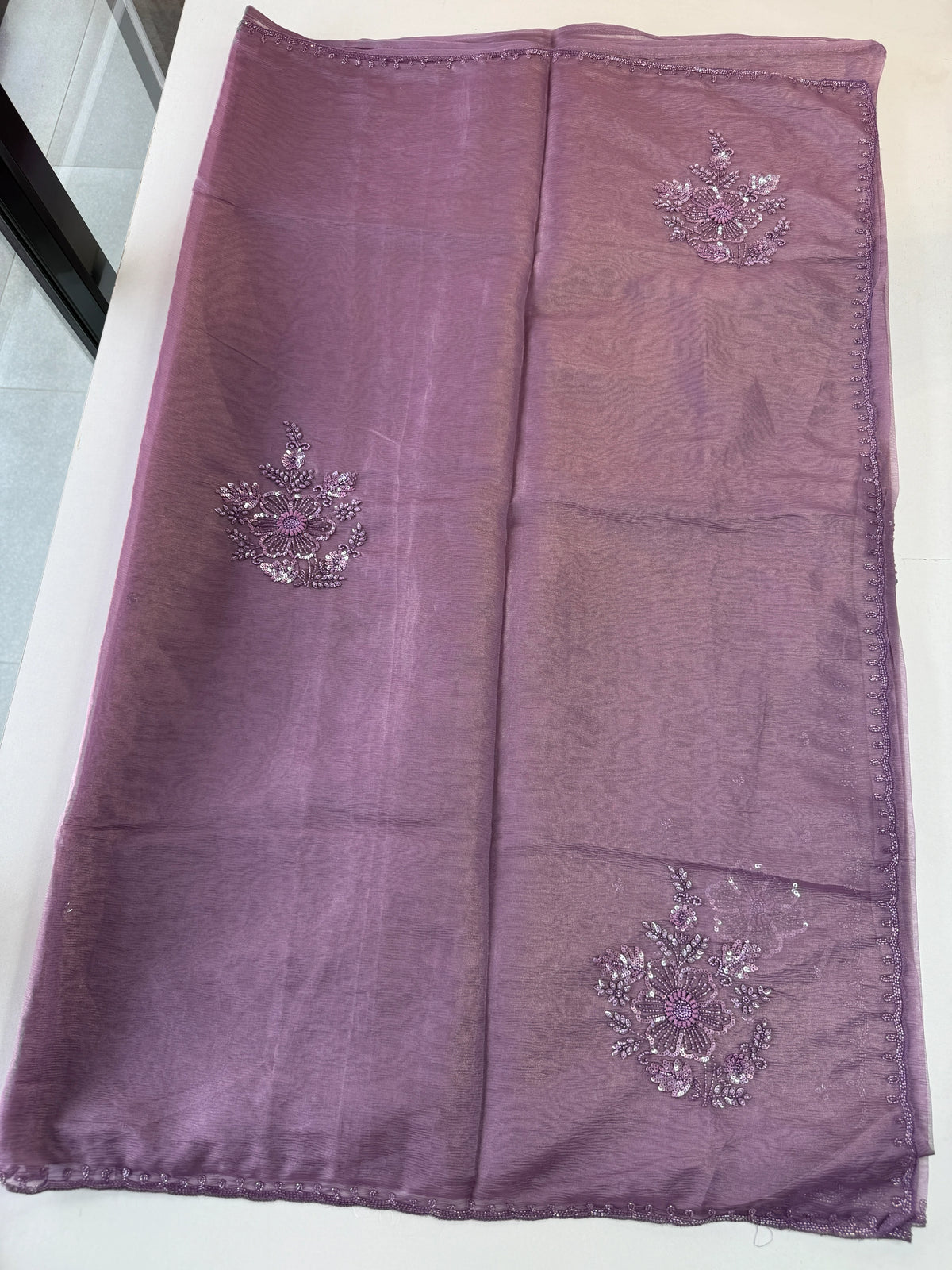 Fancy crushed Organza Saree/ HW490