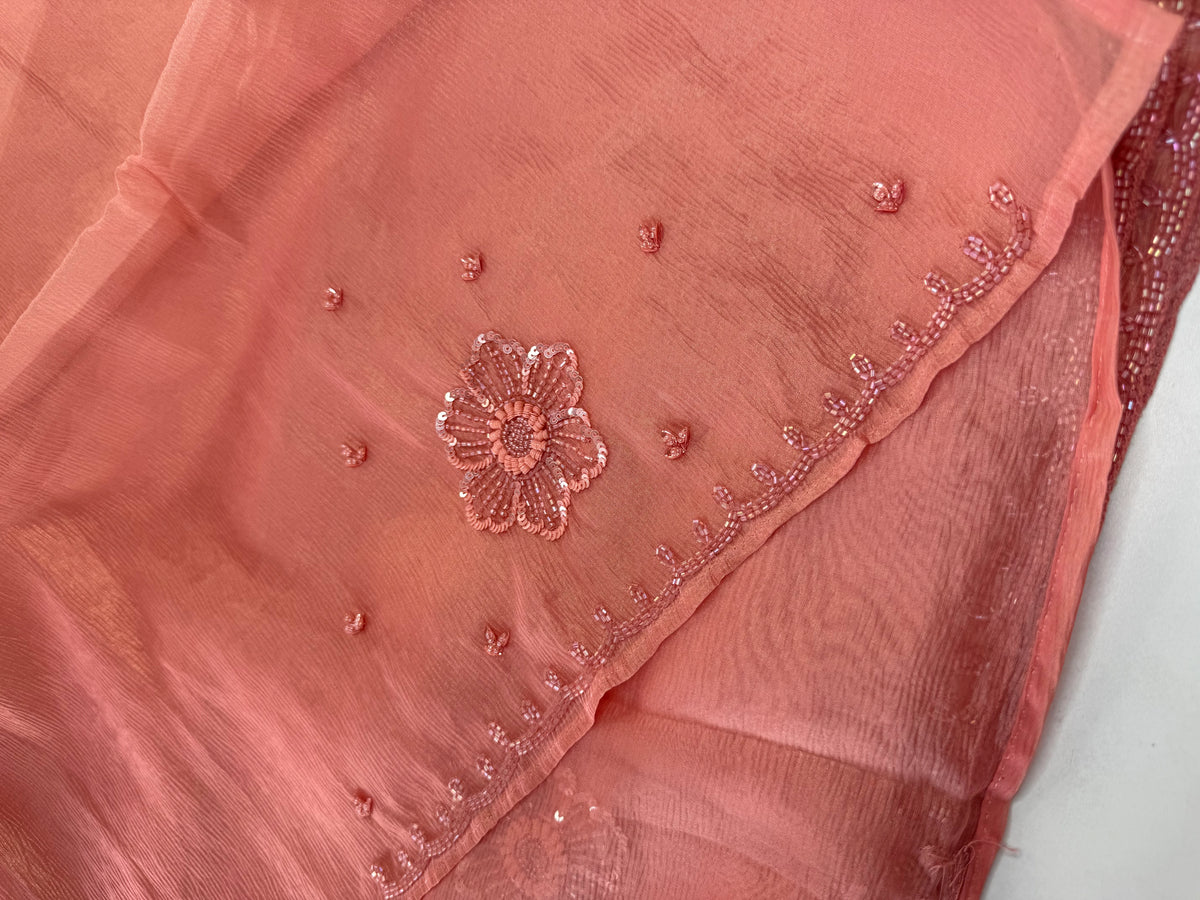 Fancy crushed Organza Saree/ HW490