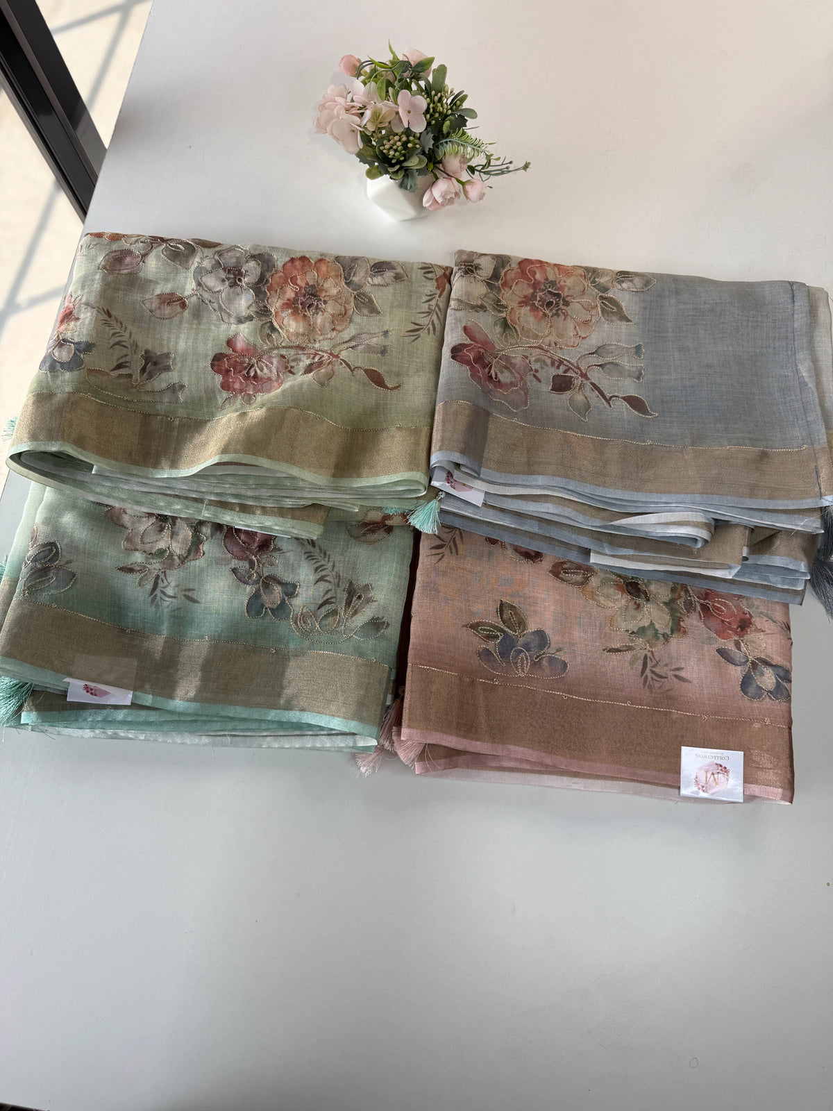 Tissue linen blend saree/ C21562