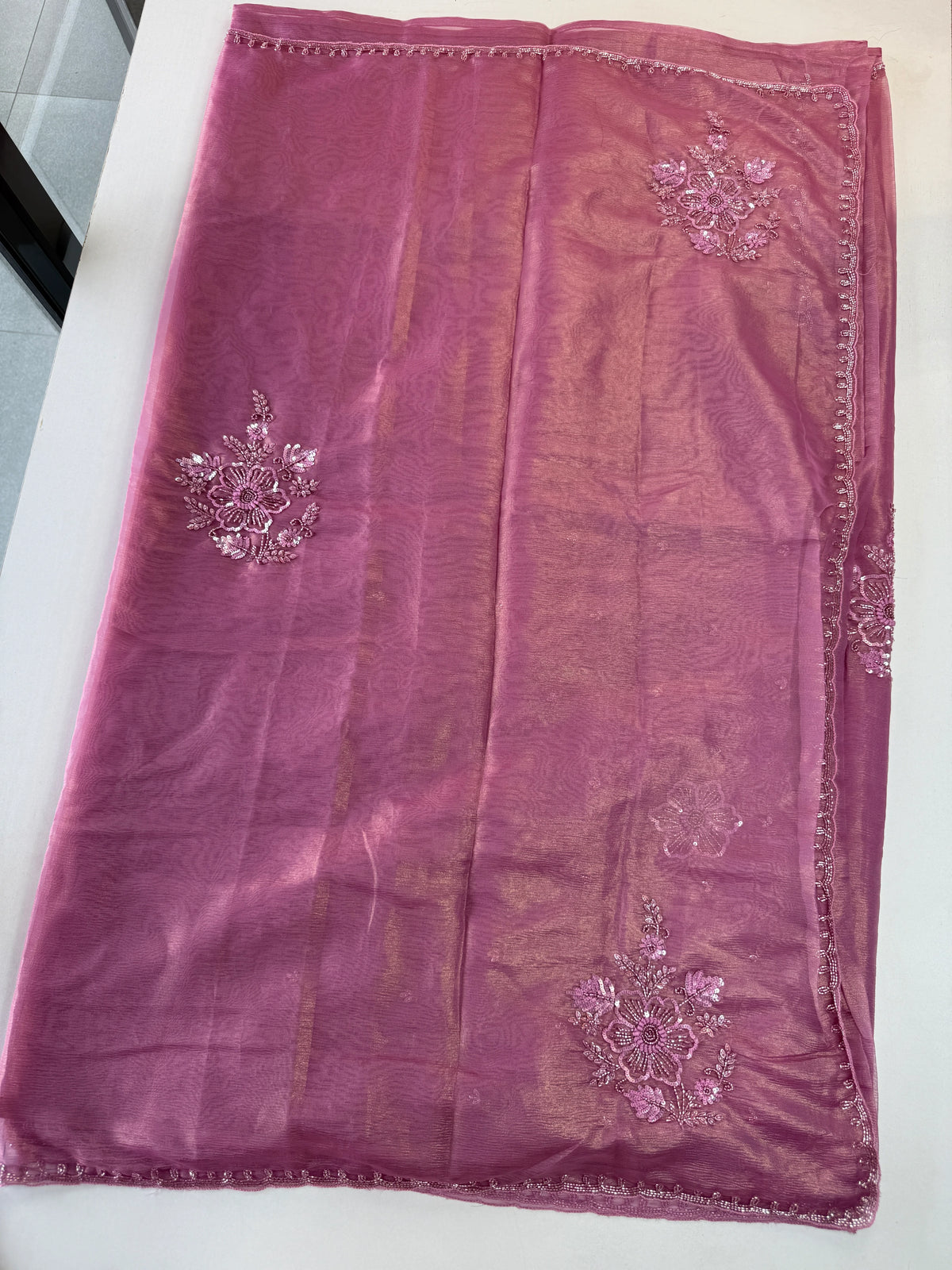 Fancy crushed Organza Saree/ HW490