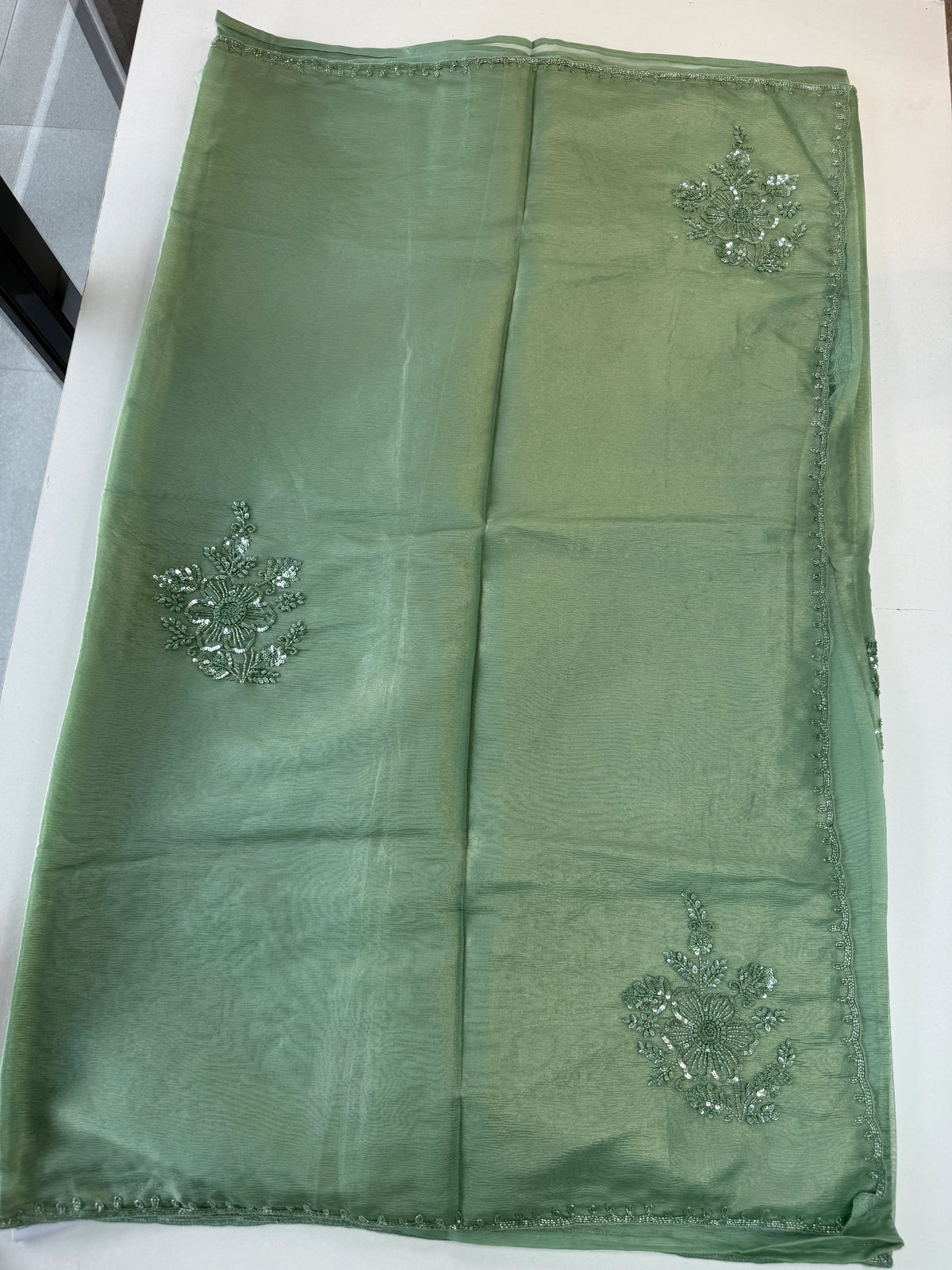 Fancy crushed Organza Saree/ HW490