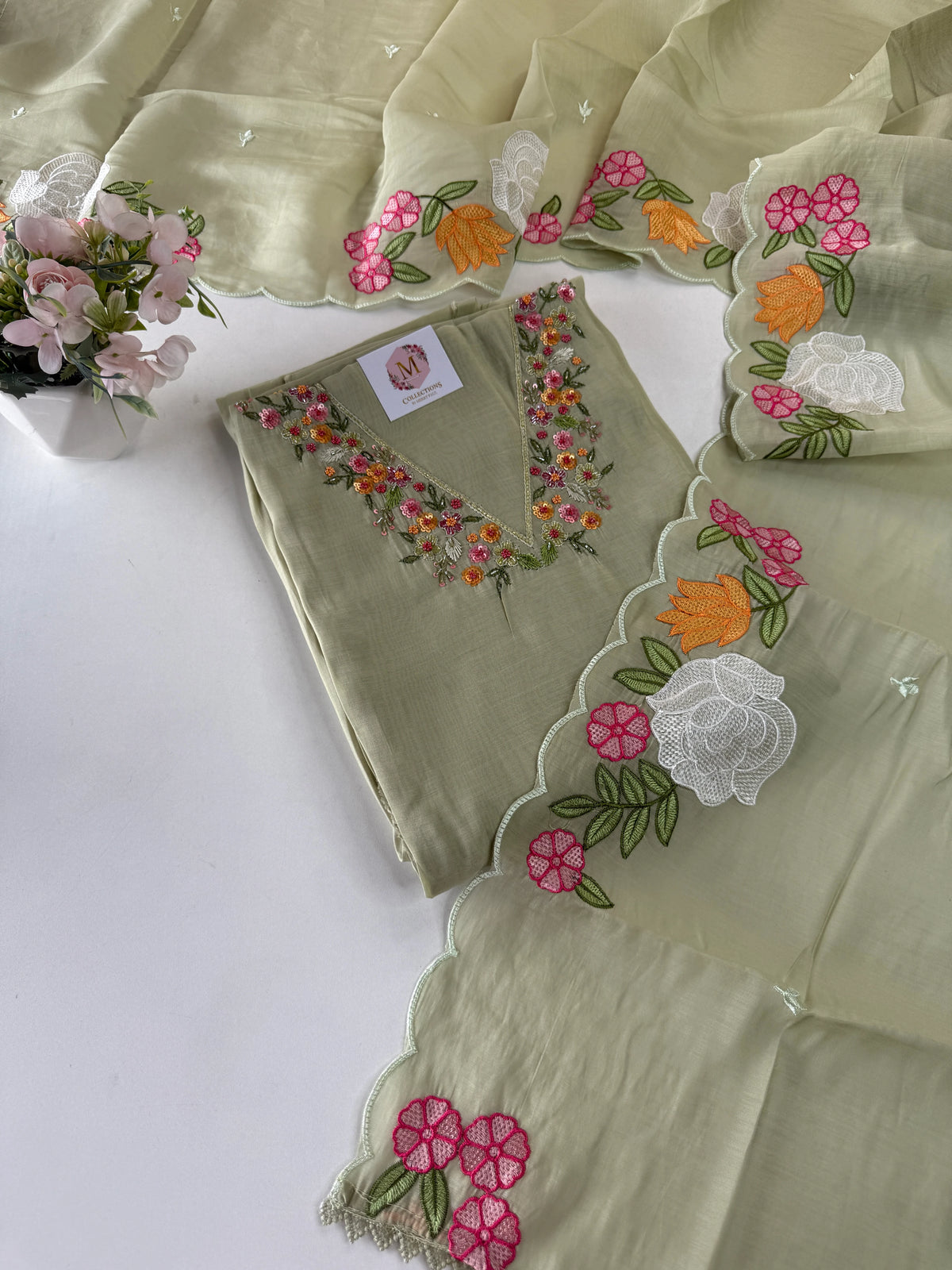 Soft Chanderi unstitched salwar set /NC169