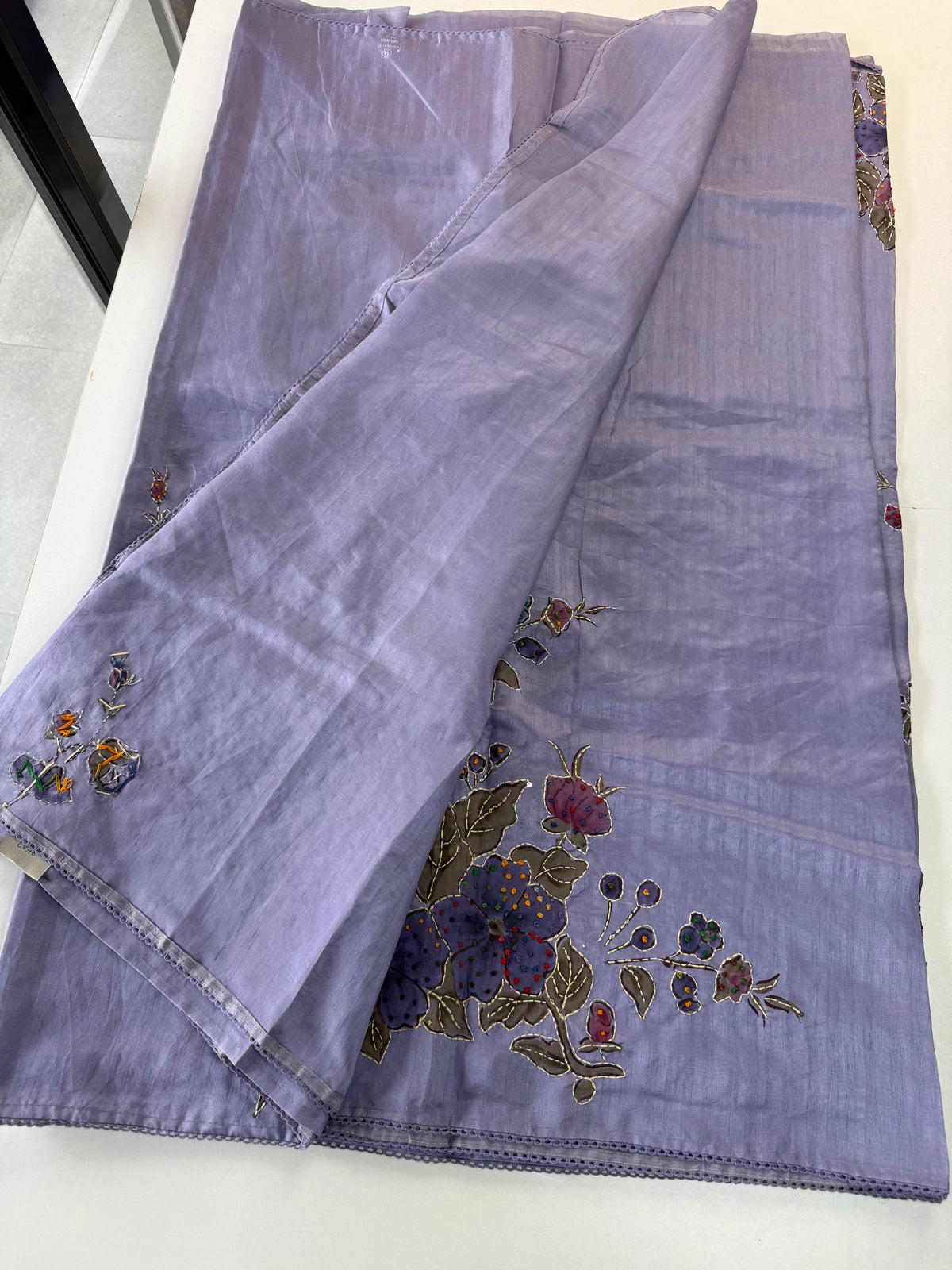 Tissue blended slub silk saree/ LV116