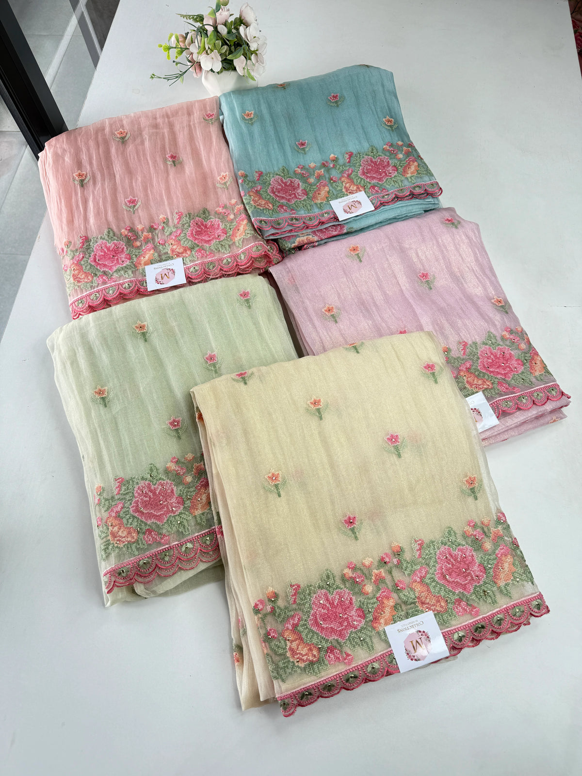 Premium organza unstitched salwar set / U5253