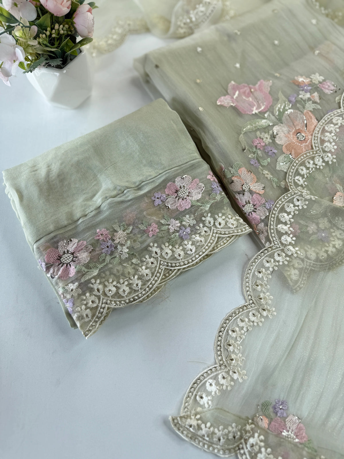 Premium Organza unstitched salwar set /U5509