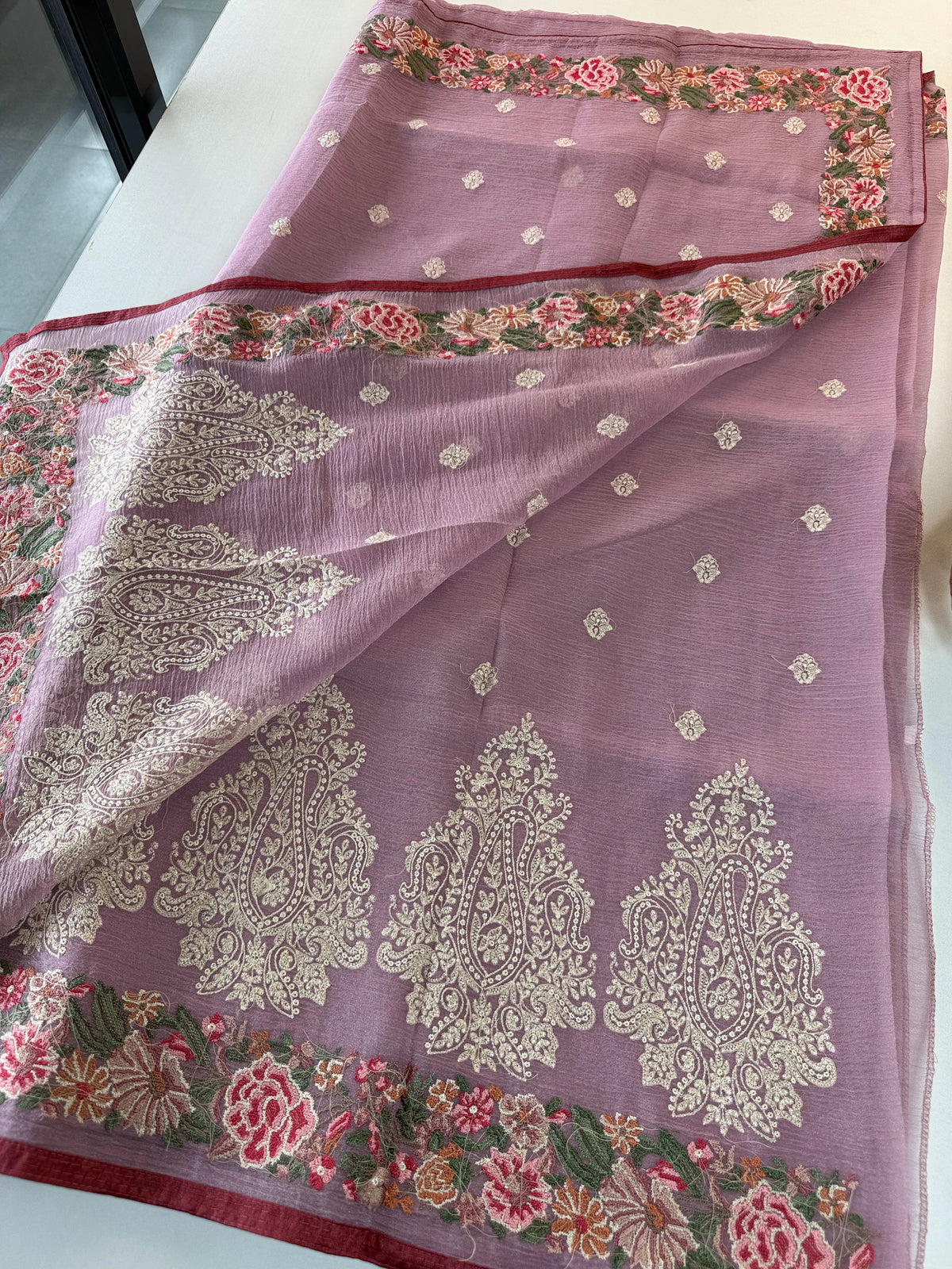 Crushed crape saree /SC222