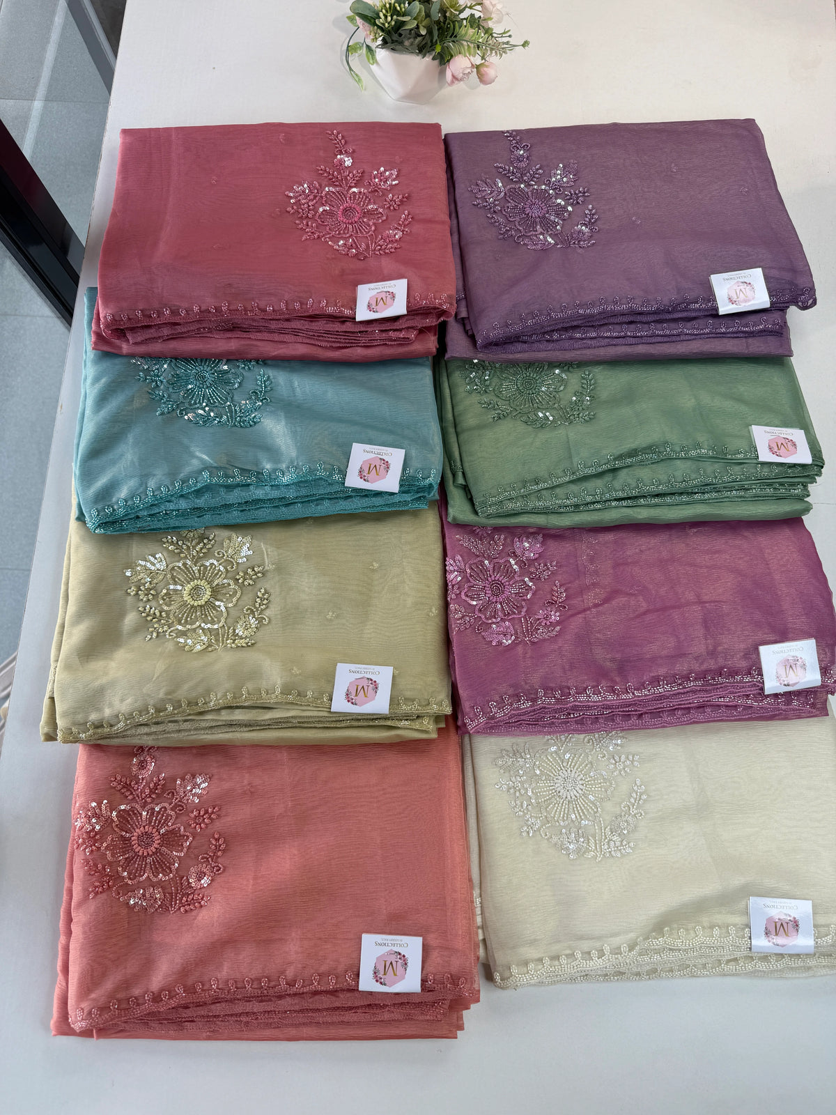 Fancy crushed Organza Saree/ HW490
