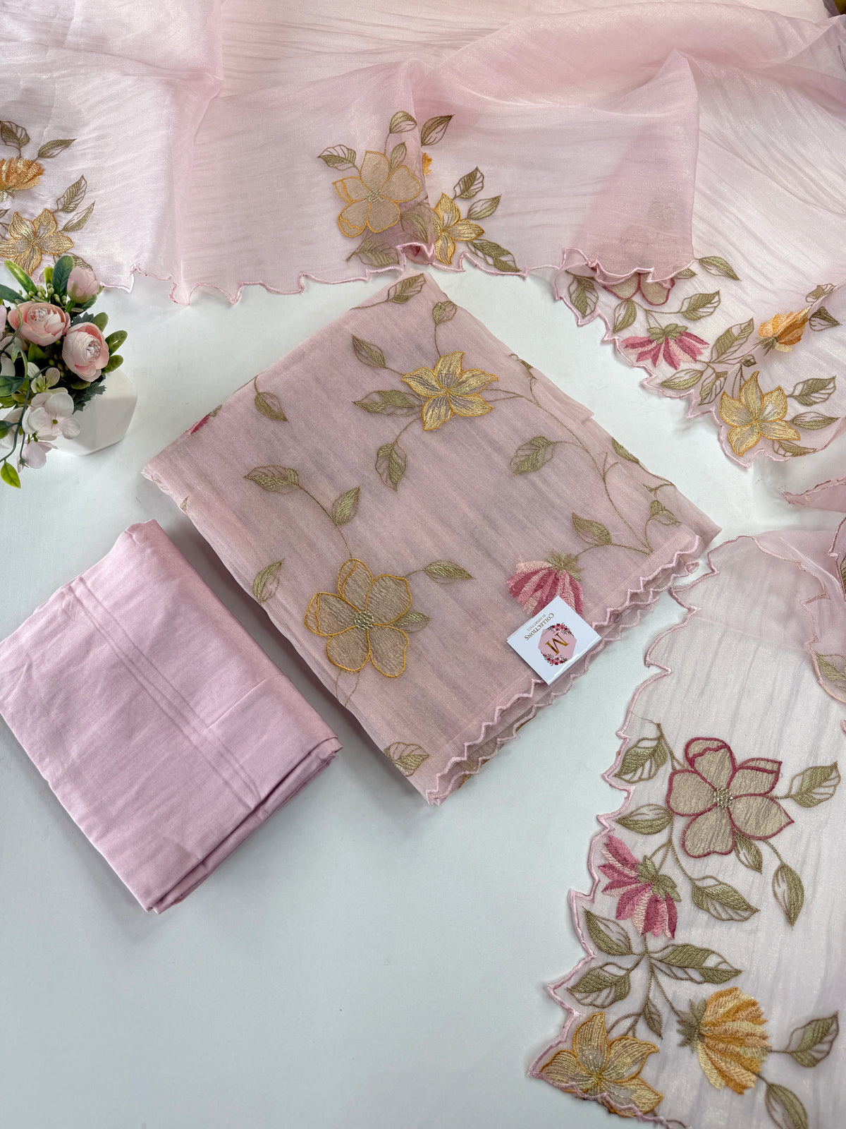 Premium organza unstitched salwar set /U5511