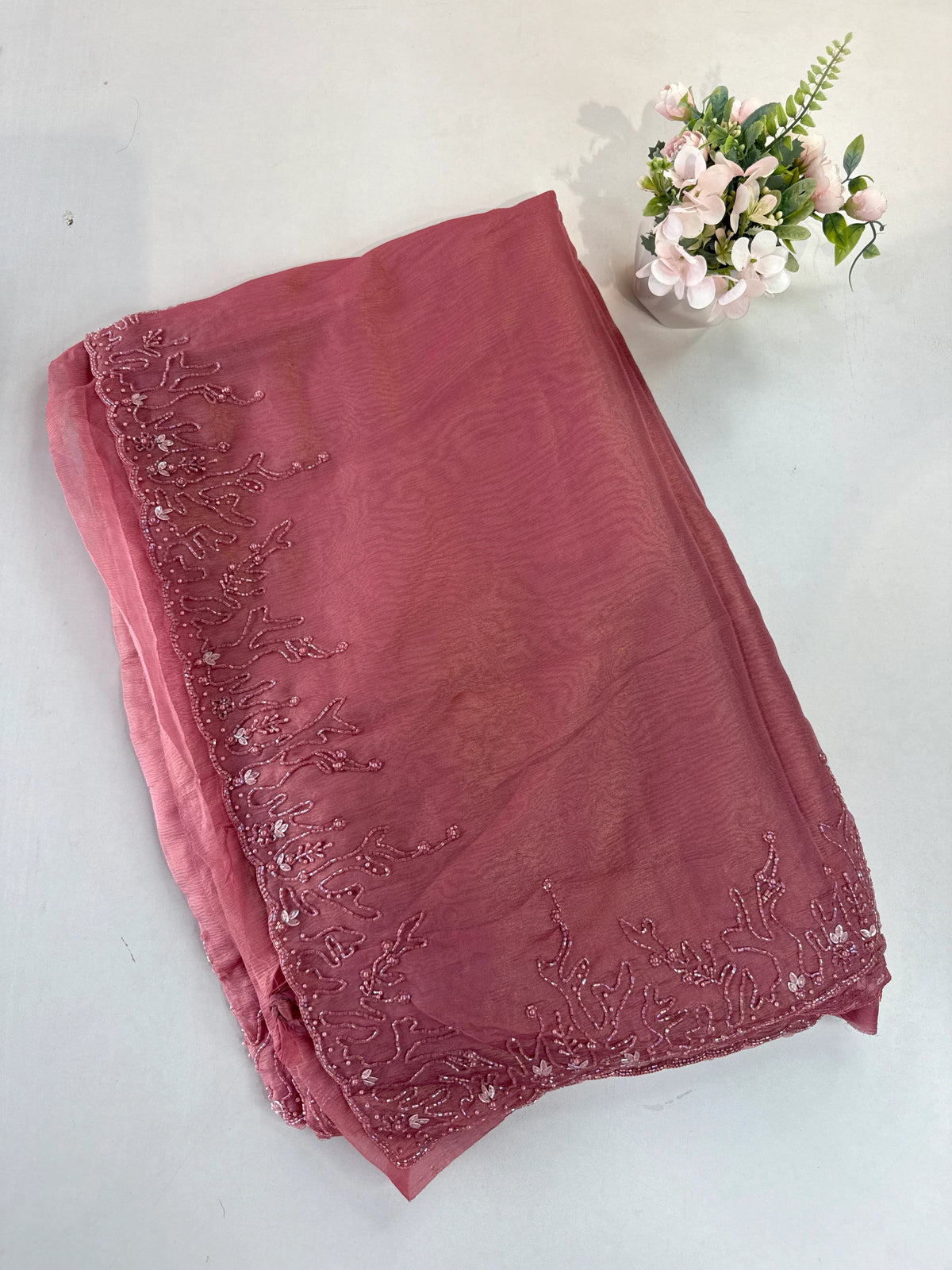 Crushed organza saree/HW344